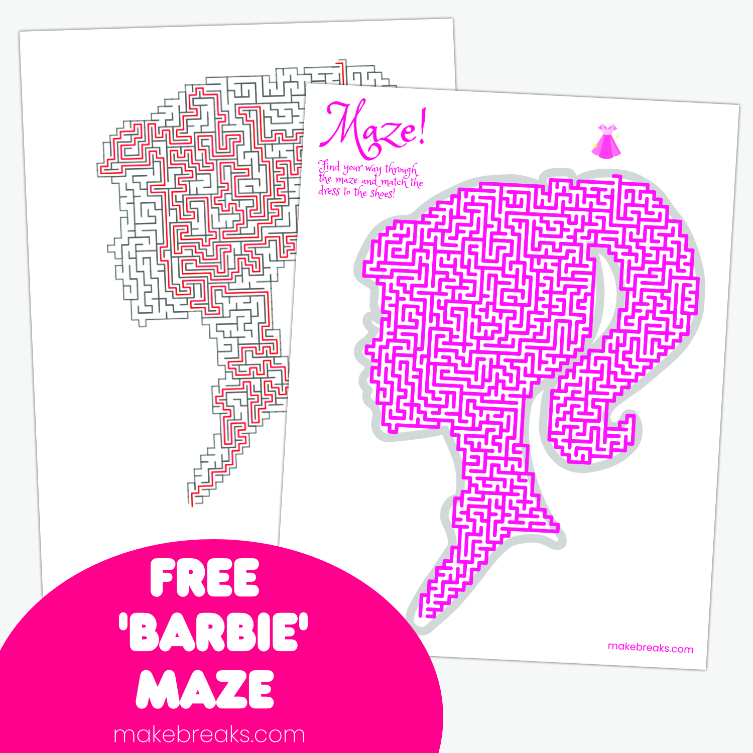 Free Barbie Themed Maze Puzzle