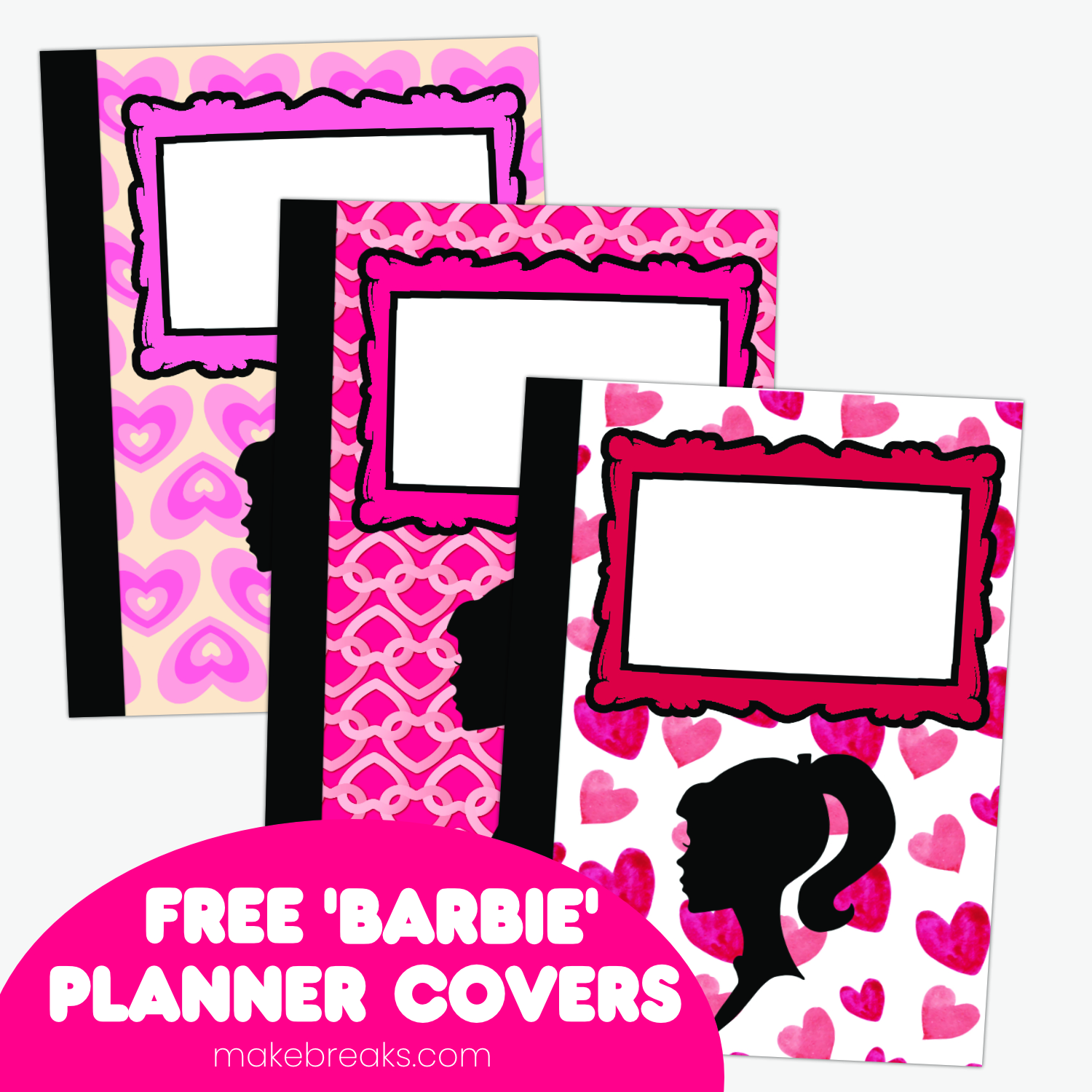 Free Pink Barbie Themed Digital Planner Covers