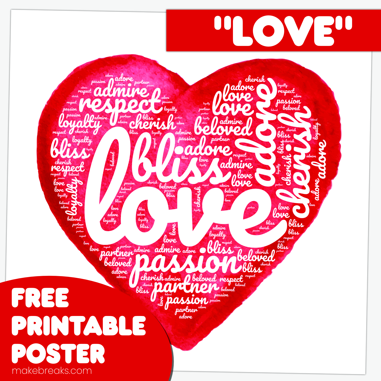 Free Printable ‘Love’ Word Cloud Poster