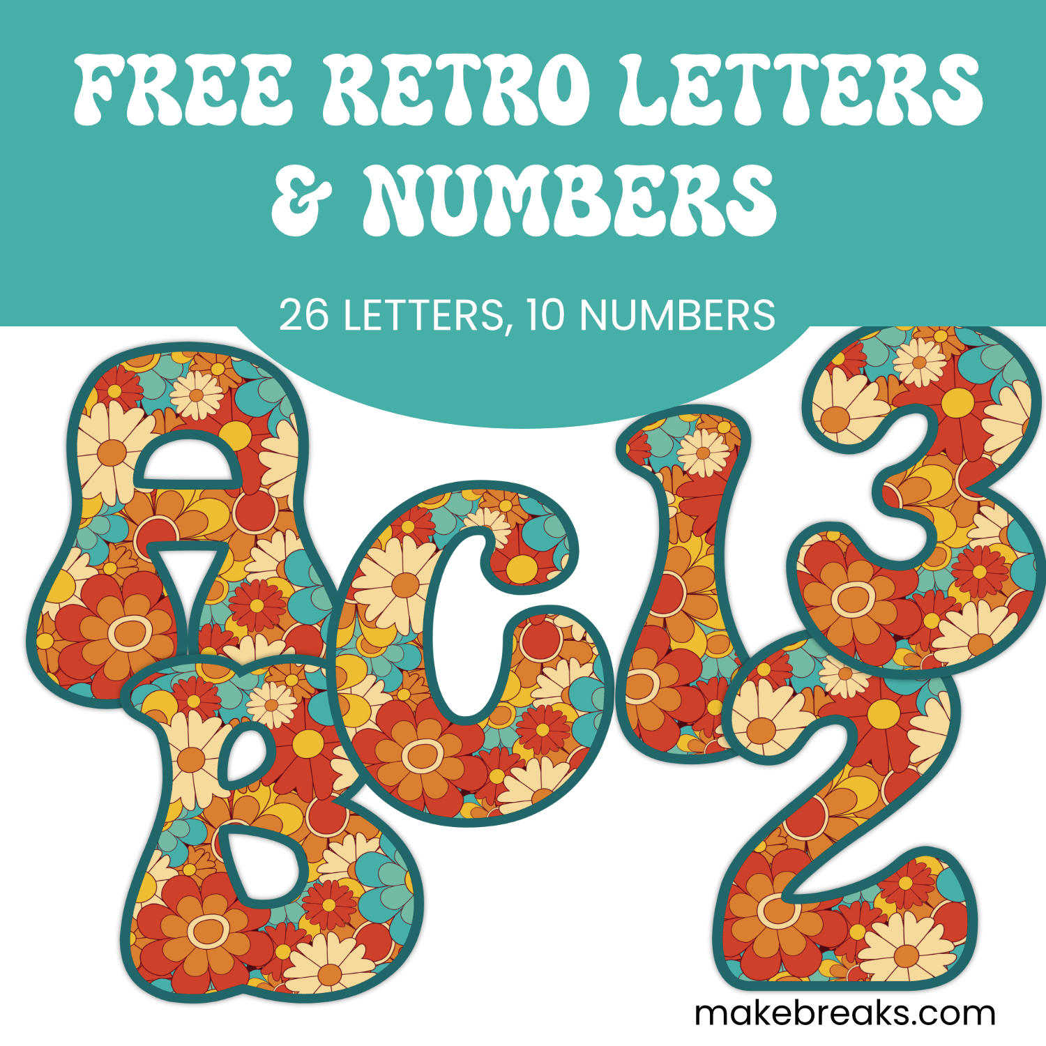 Free Printable Retro Style Letters & Numbers