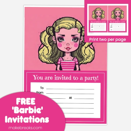 Free Printable Barbie Themed Invitations
