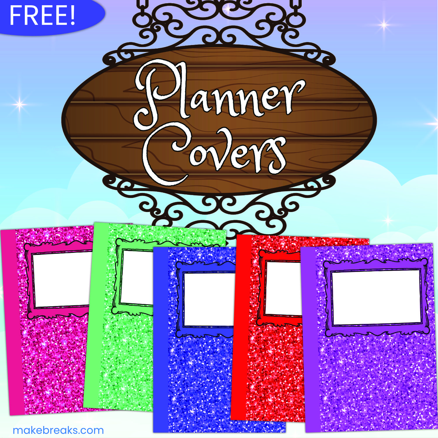 Free Glitter Digital Planner Covers