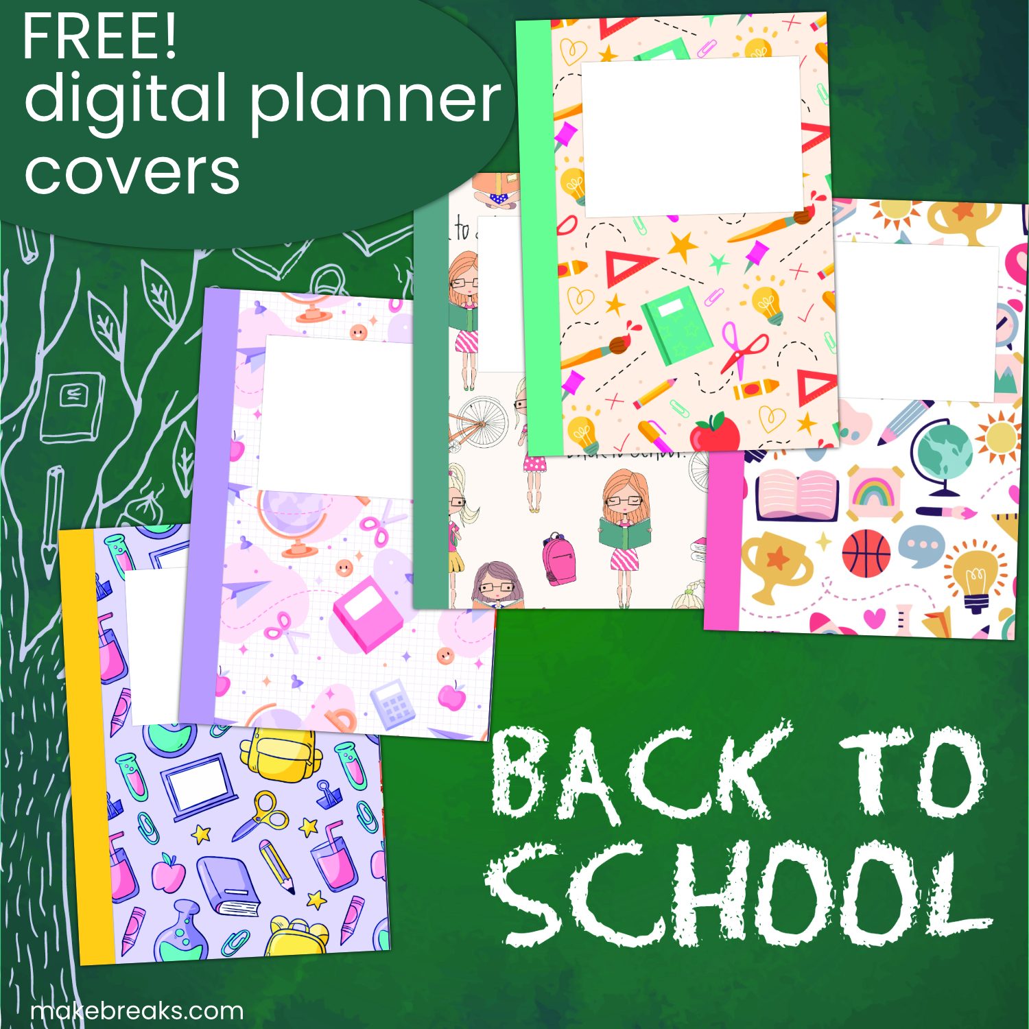Free Back To School Digital Planner Covers