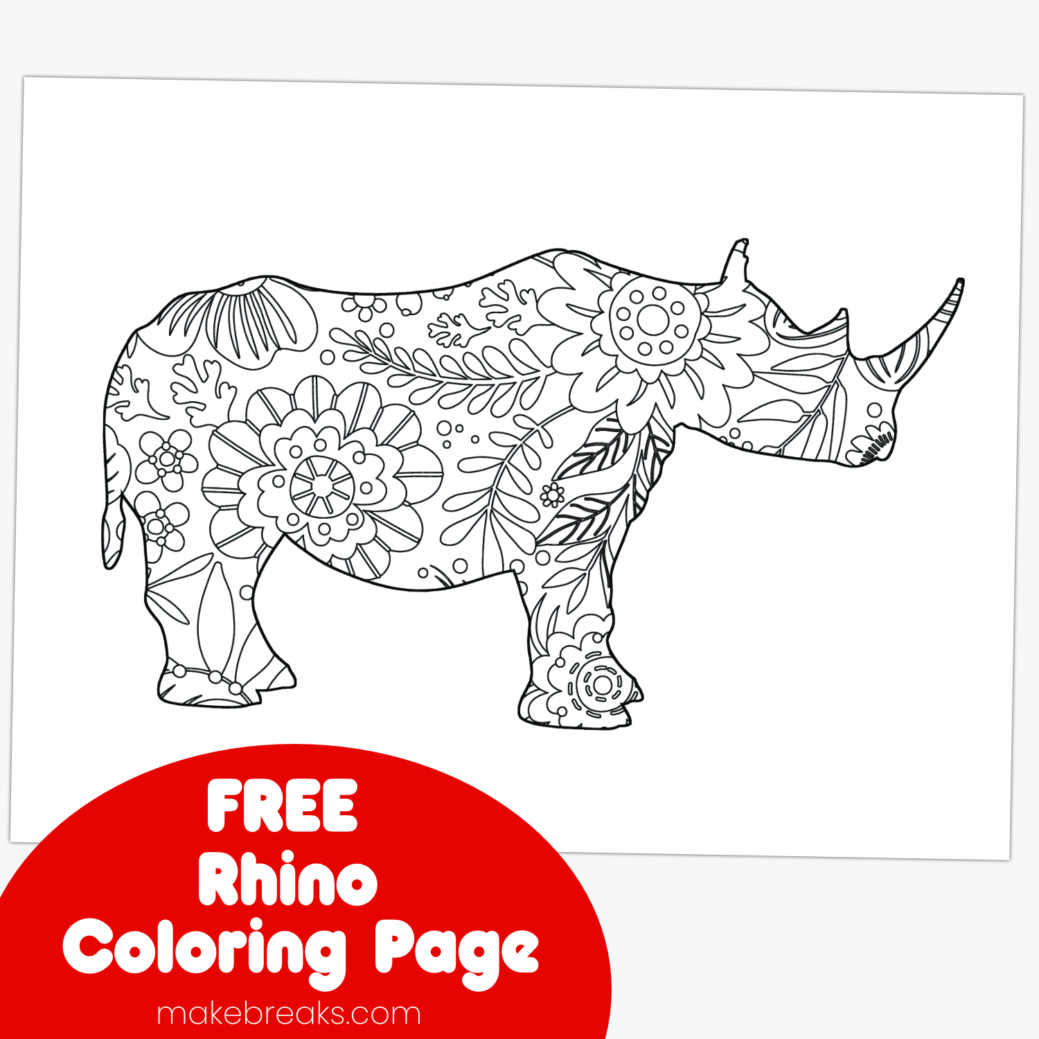 Unleash Your Creativity with Our Intricate Rhino Coloring Page!