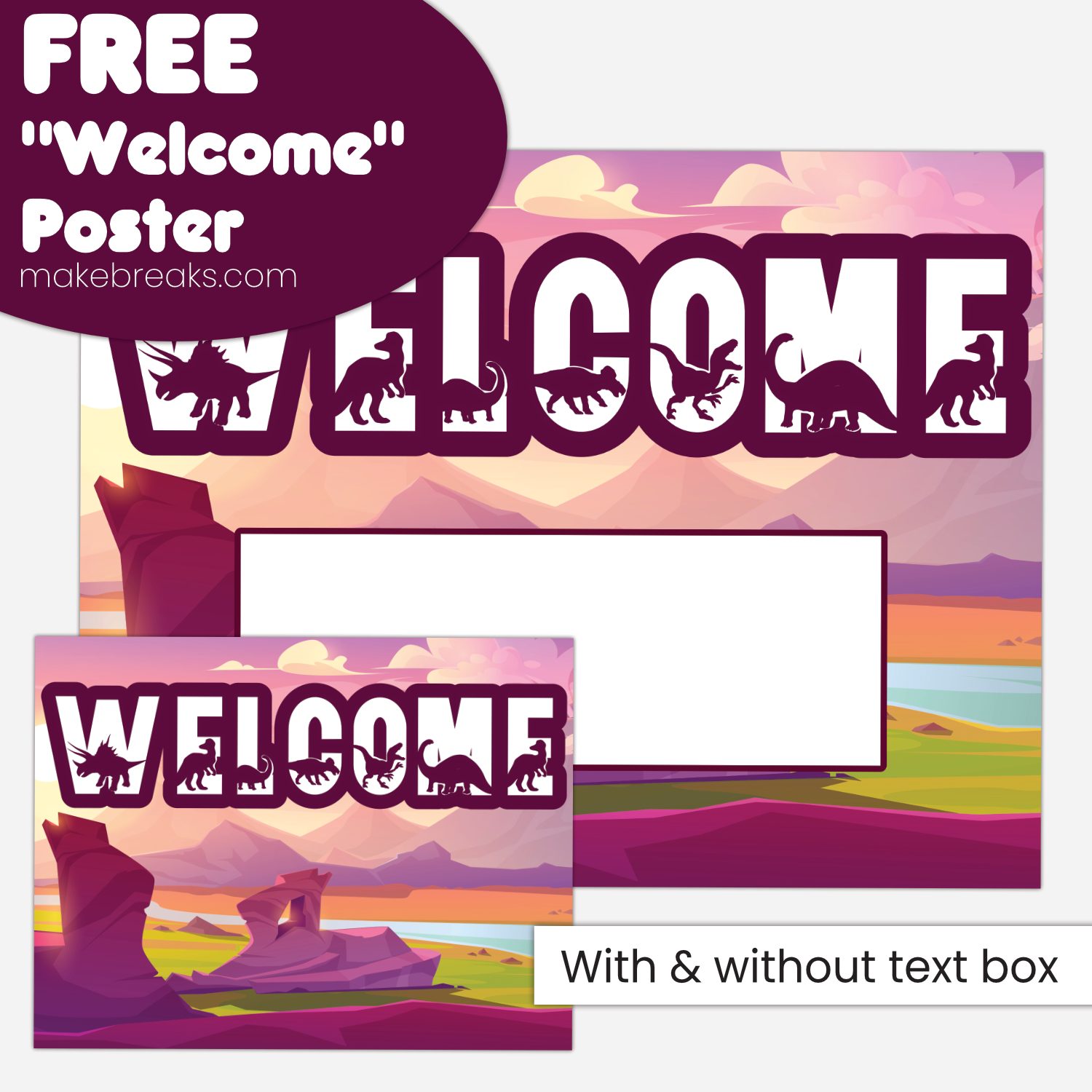 Free Dinosaur Themed Welcome Poster