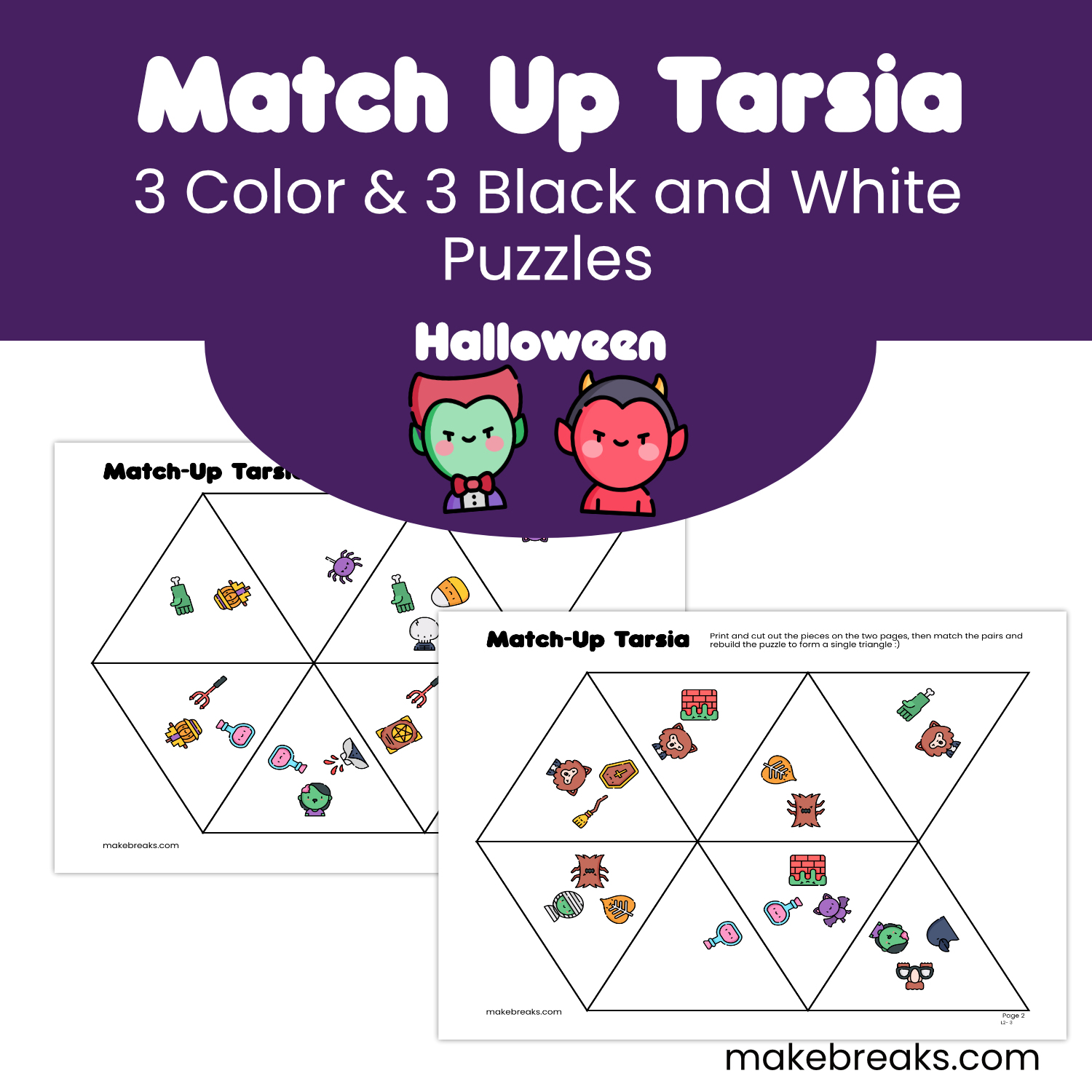 Halloween Match Up Tarsia – Match Edge Puzzle
