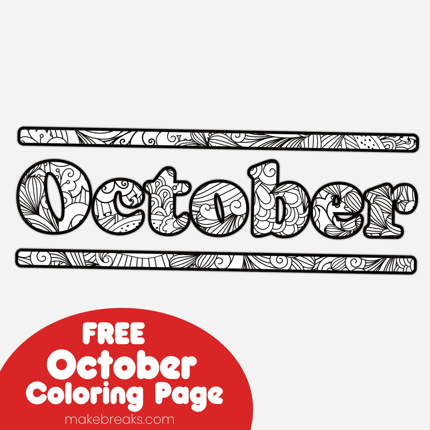 Free October Heading Coloring Page