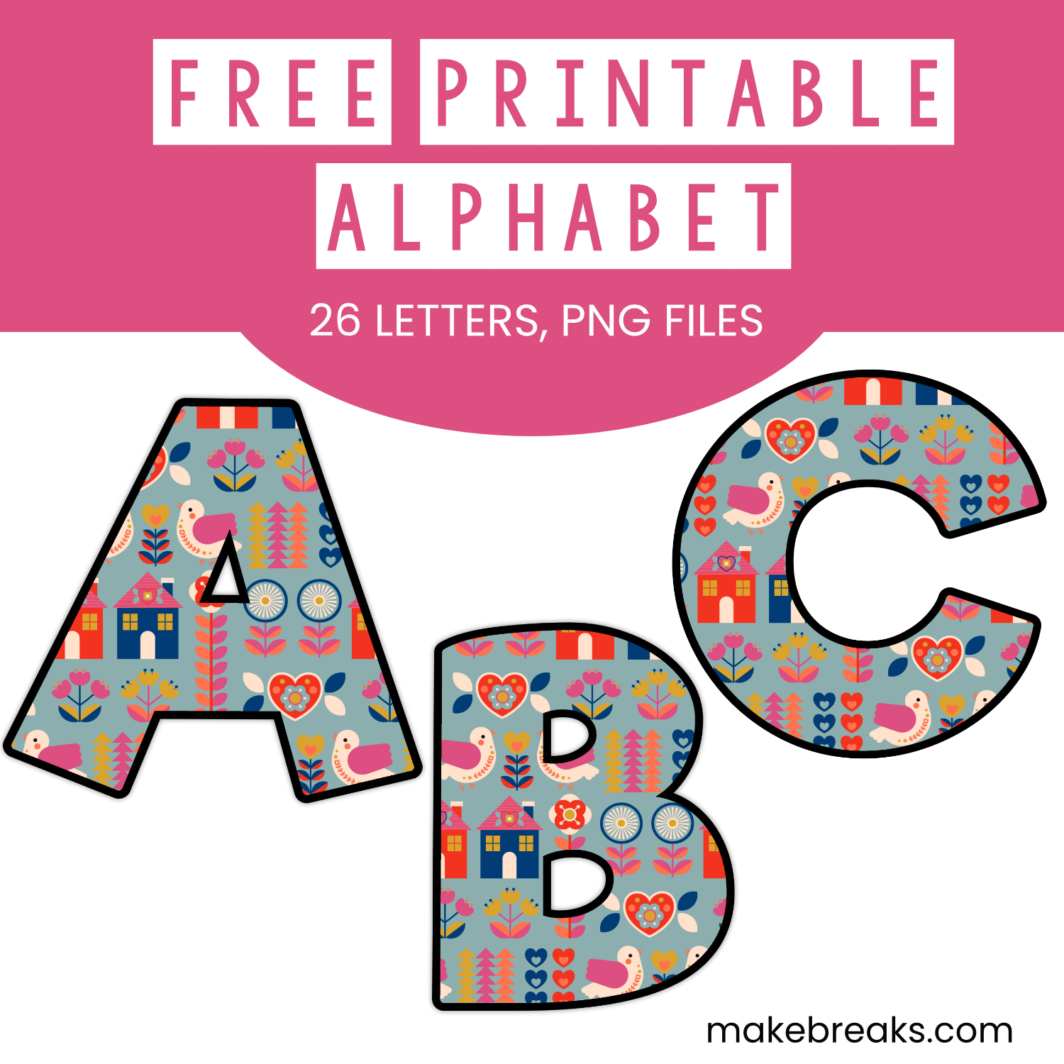 Free Folk Pattern Printable Alphabet