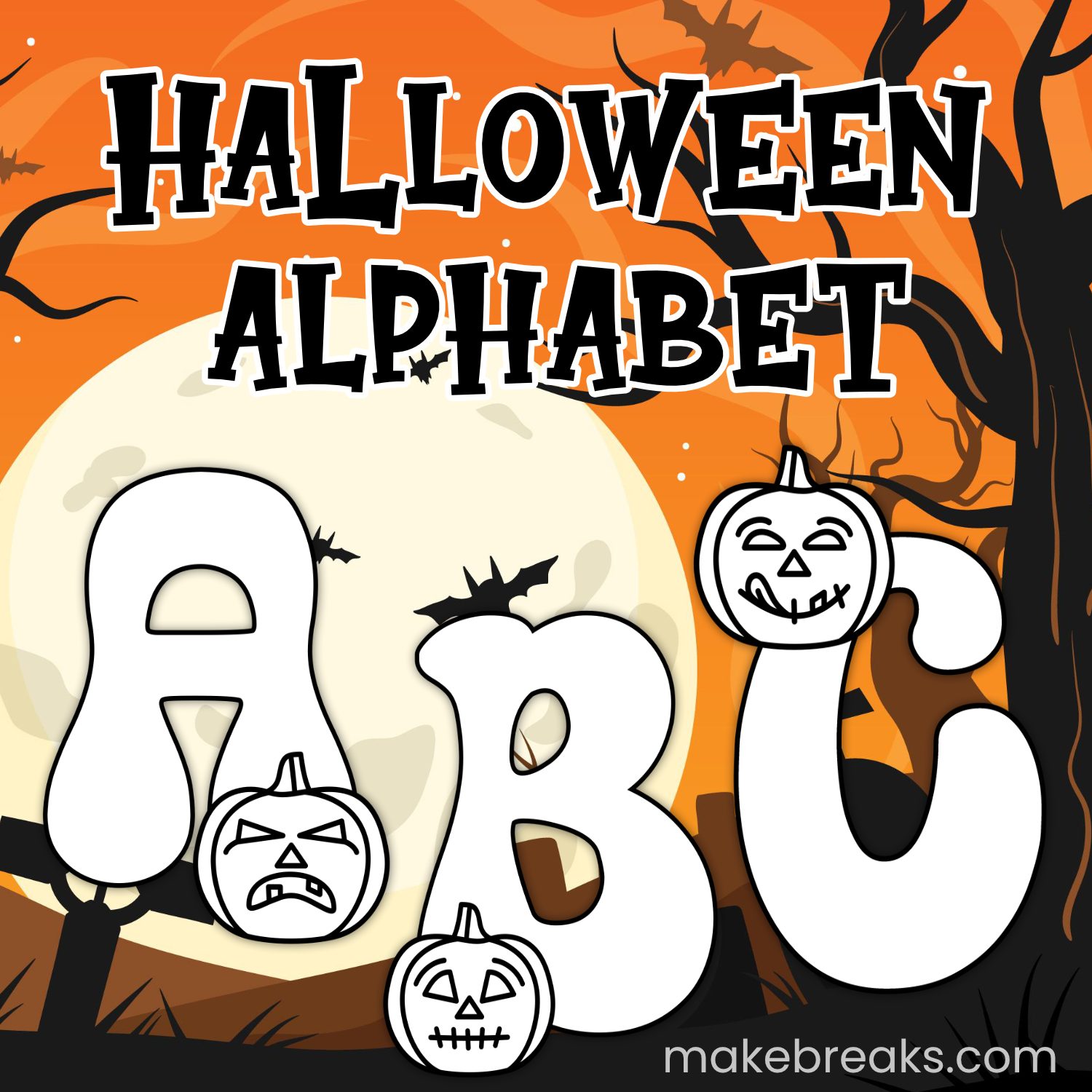 Free Halloween Alphabet Coloring Pages