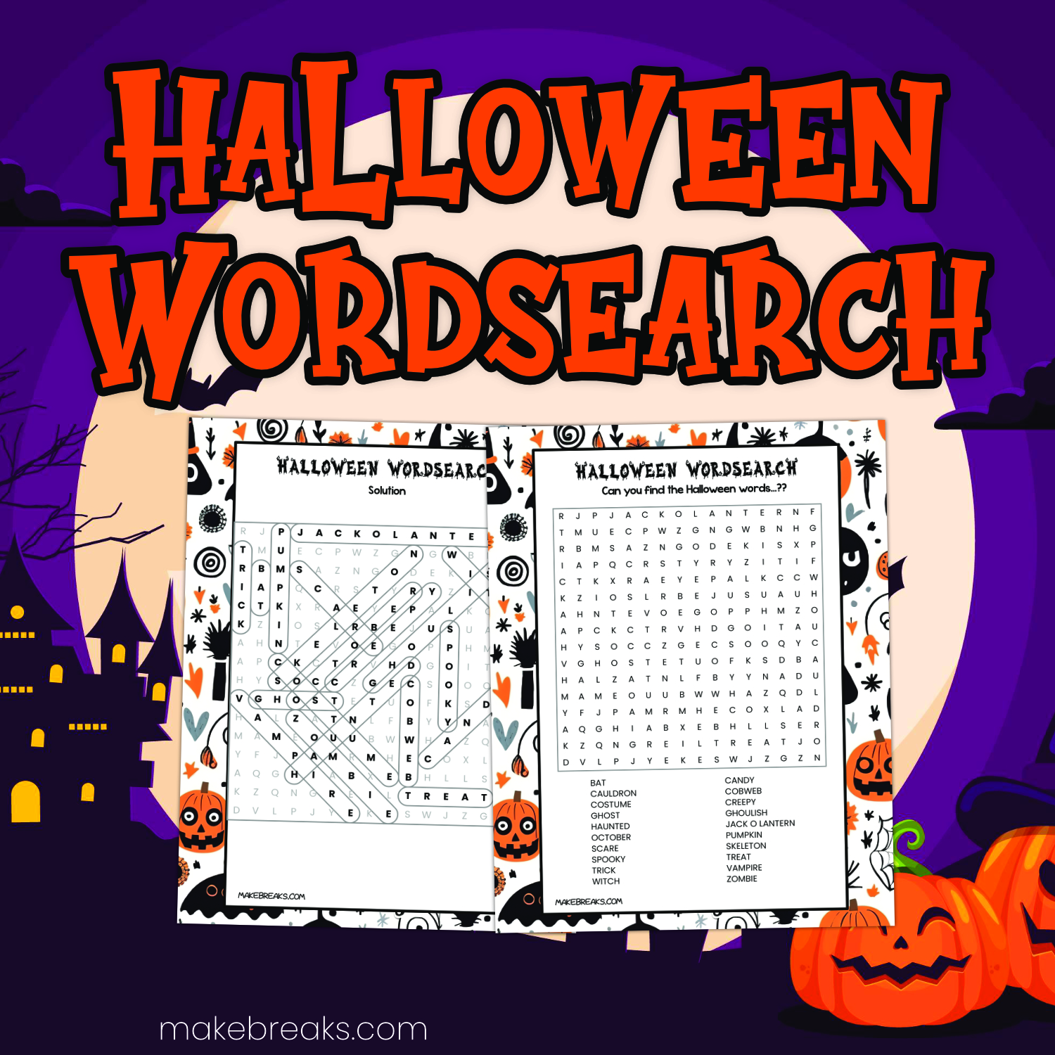 Free Printable Halloween Wordsearch
