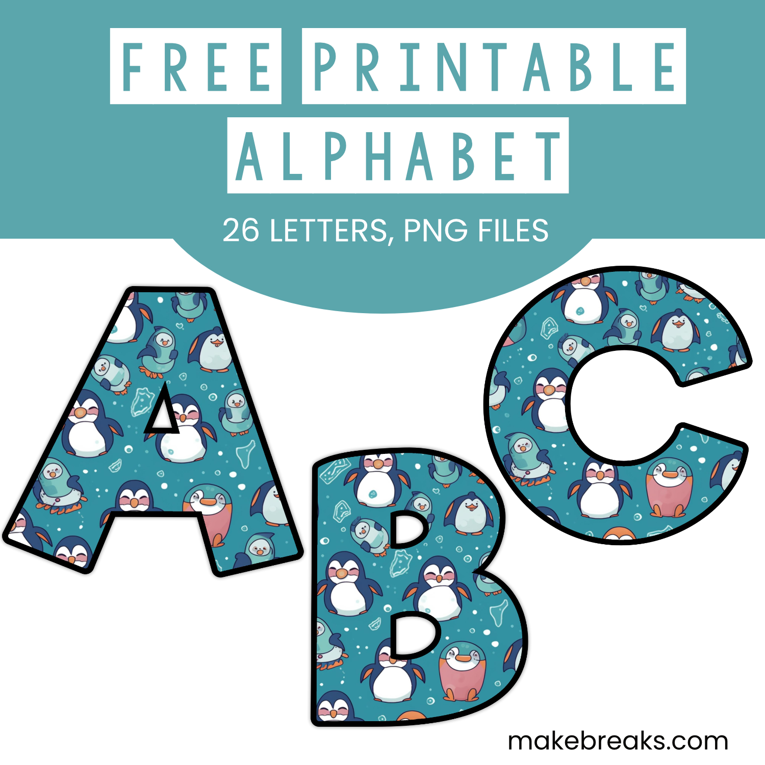 Winter Penguins Free Printable Alphabet