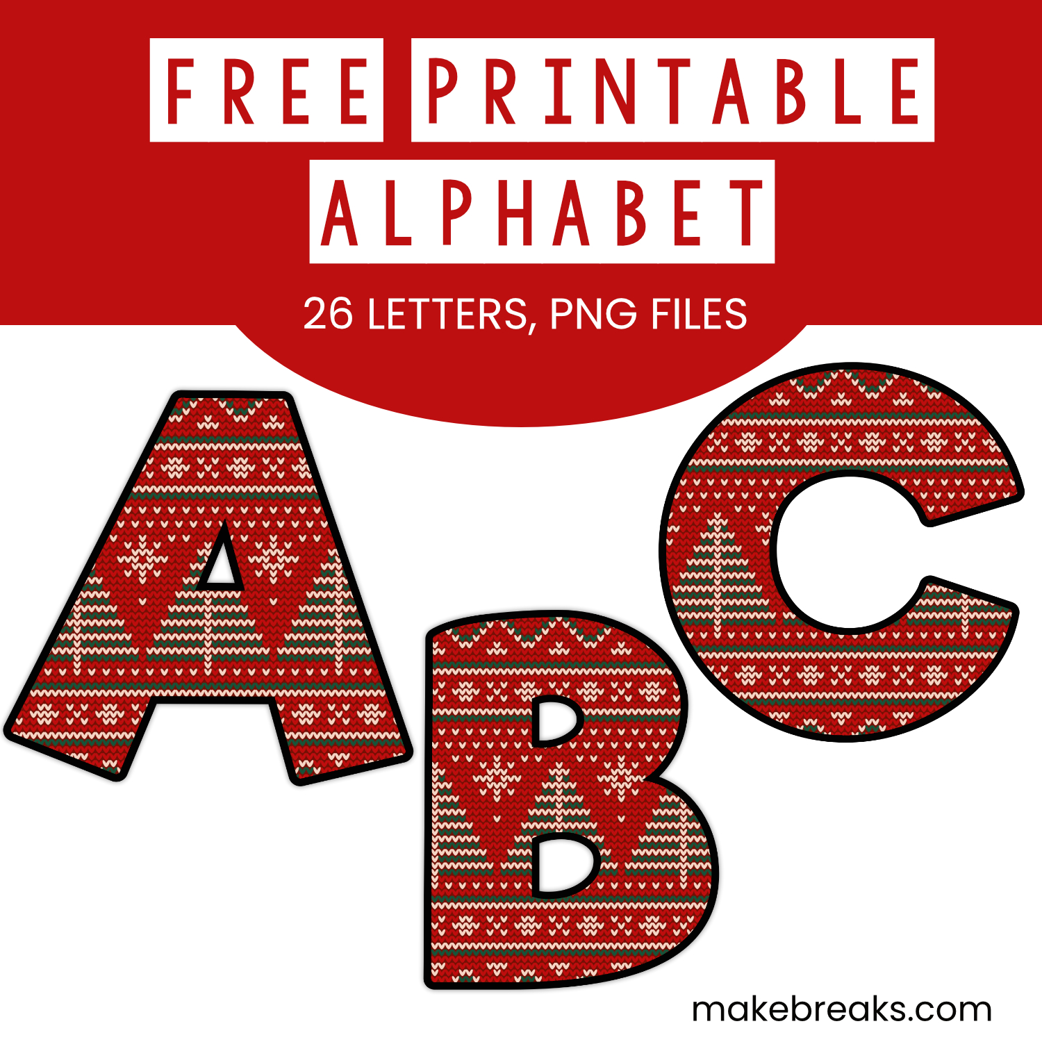 Ugly Sweater Free Printable Alphabet 1