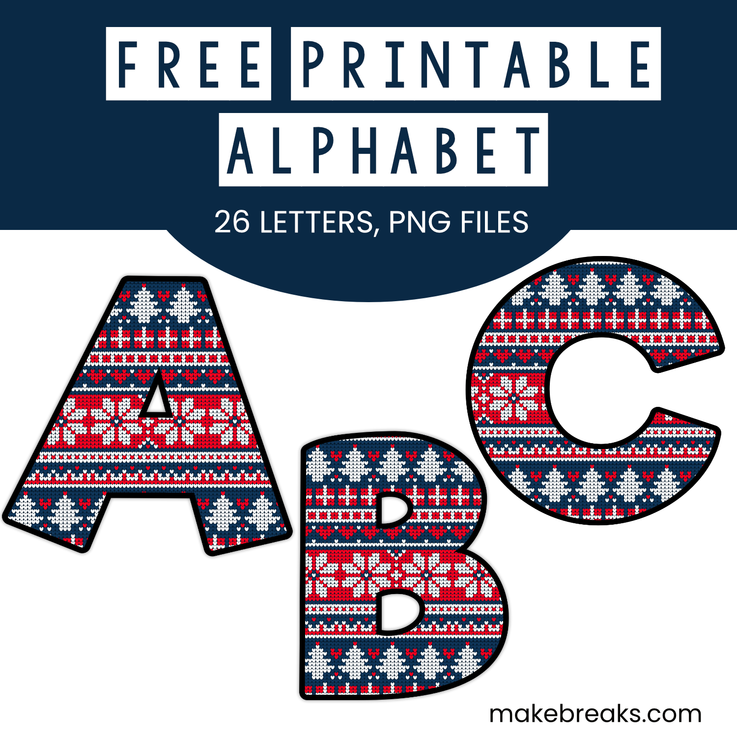Christmas Sweater Printable Alphabet 2