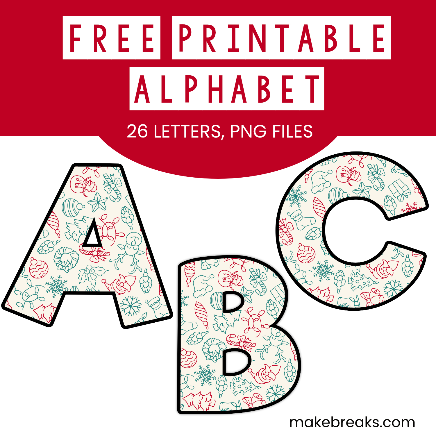 Free Printable Christmas Alphabet Set 1