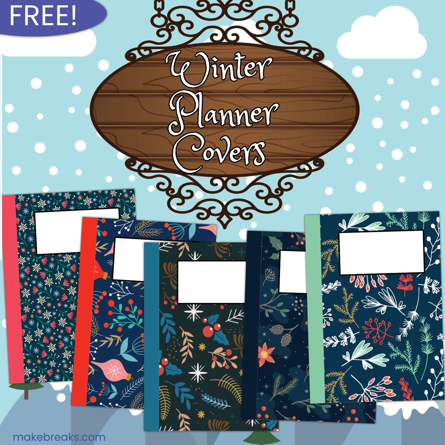 Free Winter Themed Digital Planner Covers