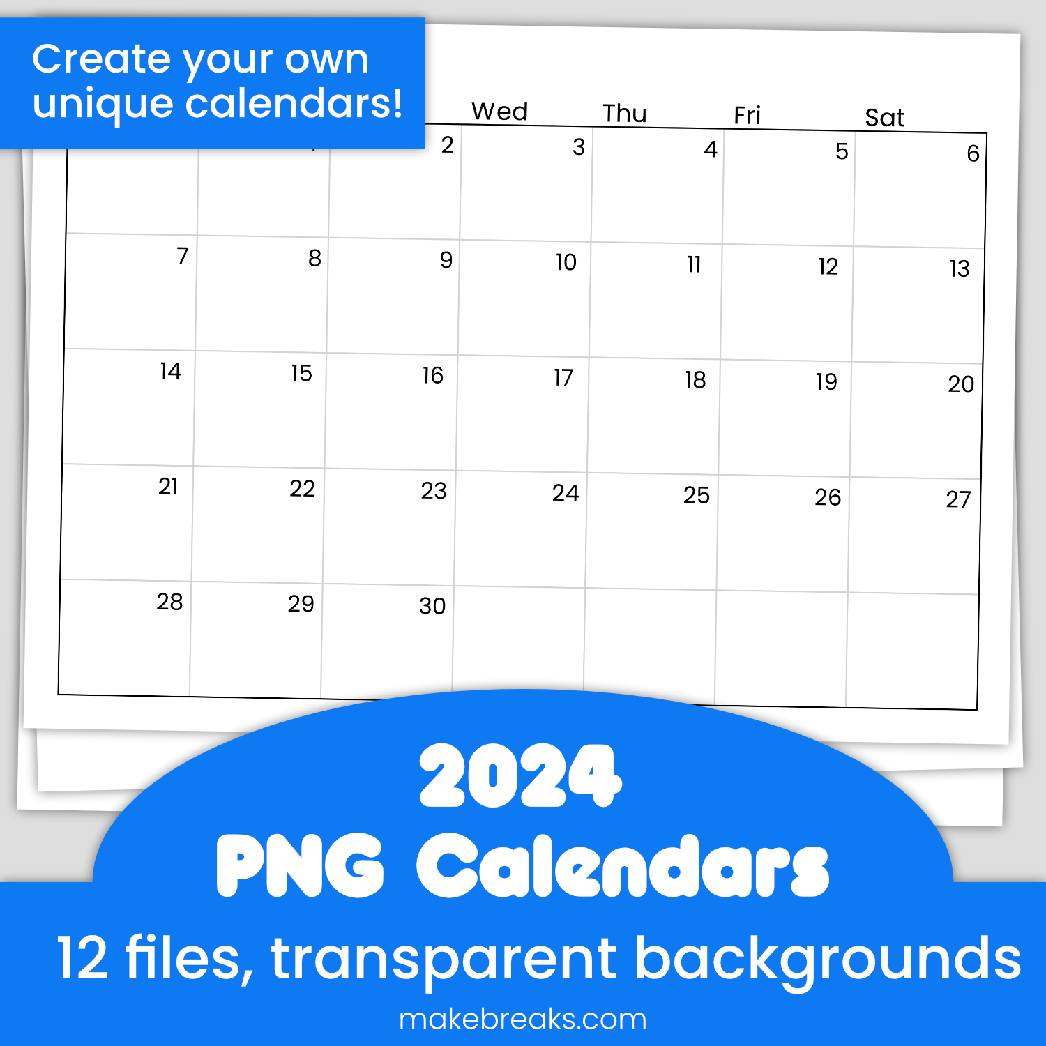 PNG Calendar Templates – Create Your Own Custom Calendar