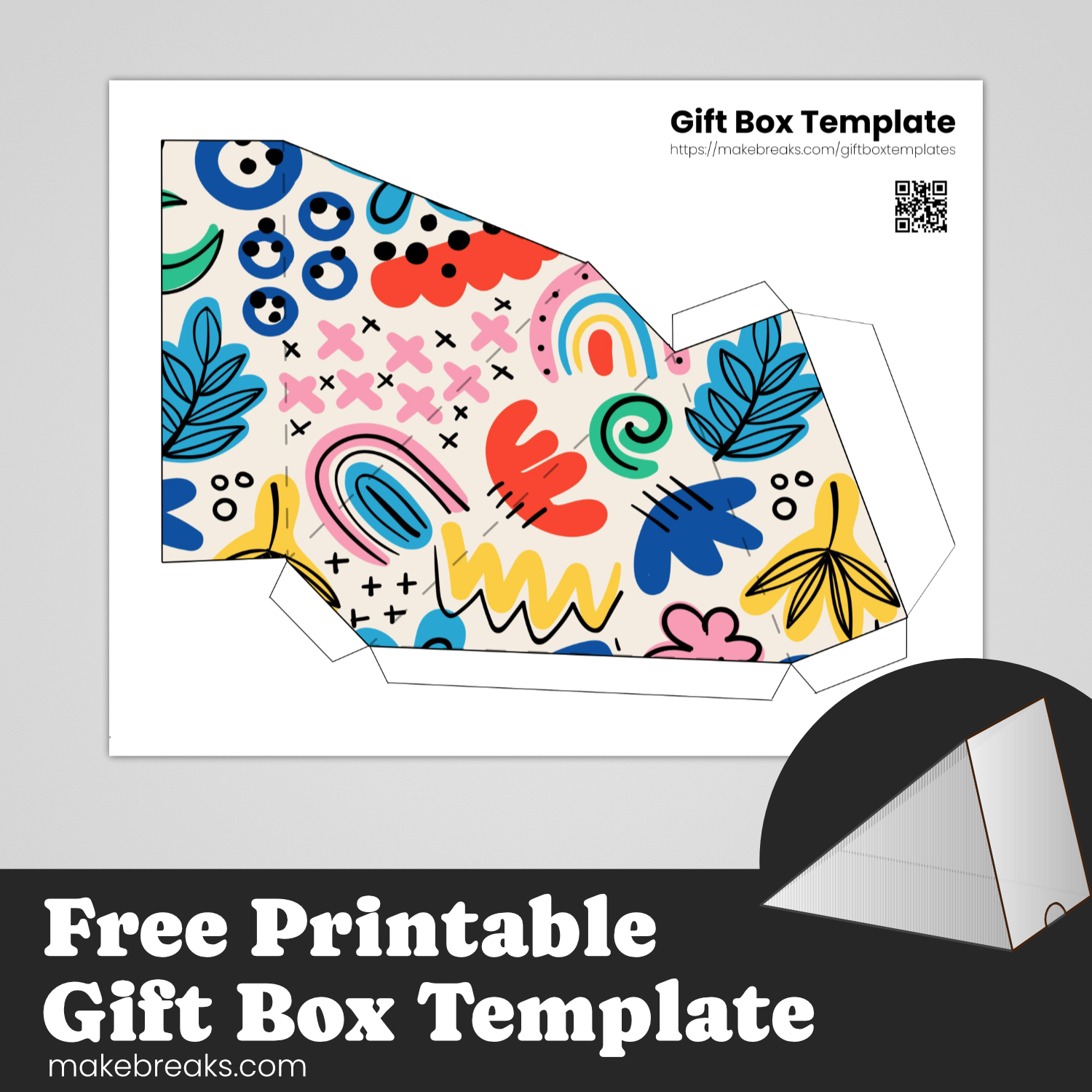 Free Printable Pie Gift Box – Abstract Design