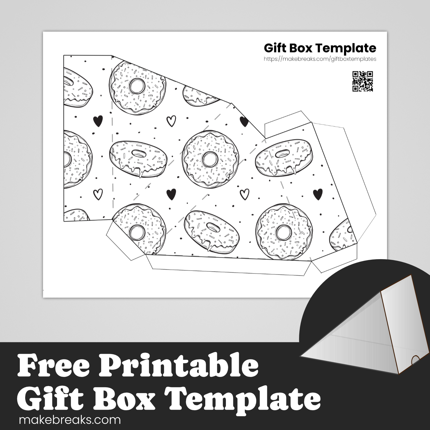 Free Printable Pie Gift Box Donuts To Color