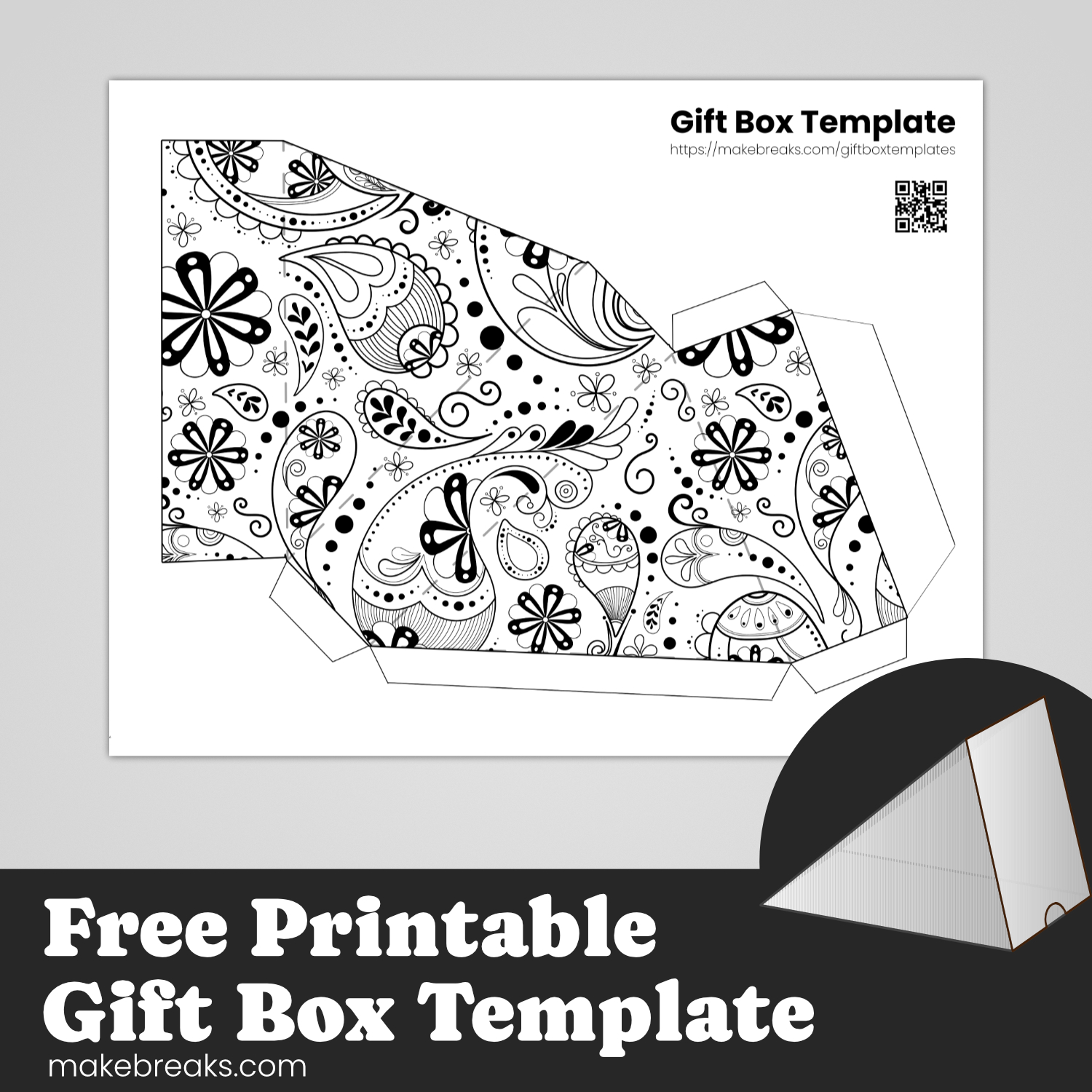 Free Printable Pie Gift Box To Color 3