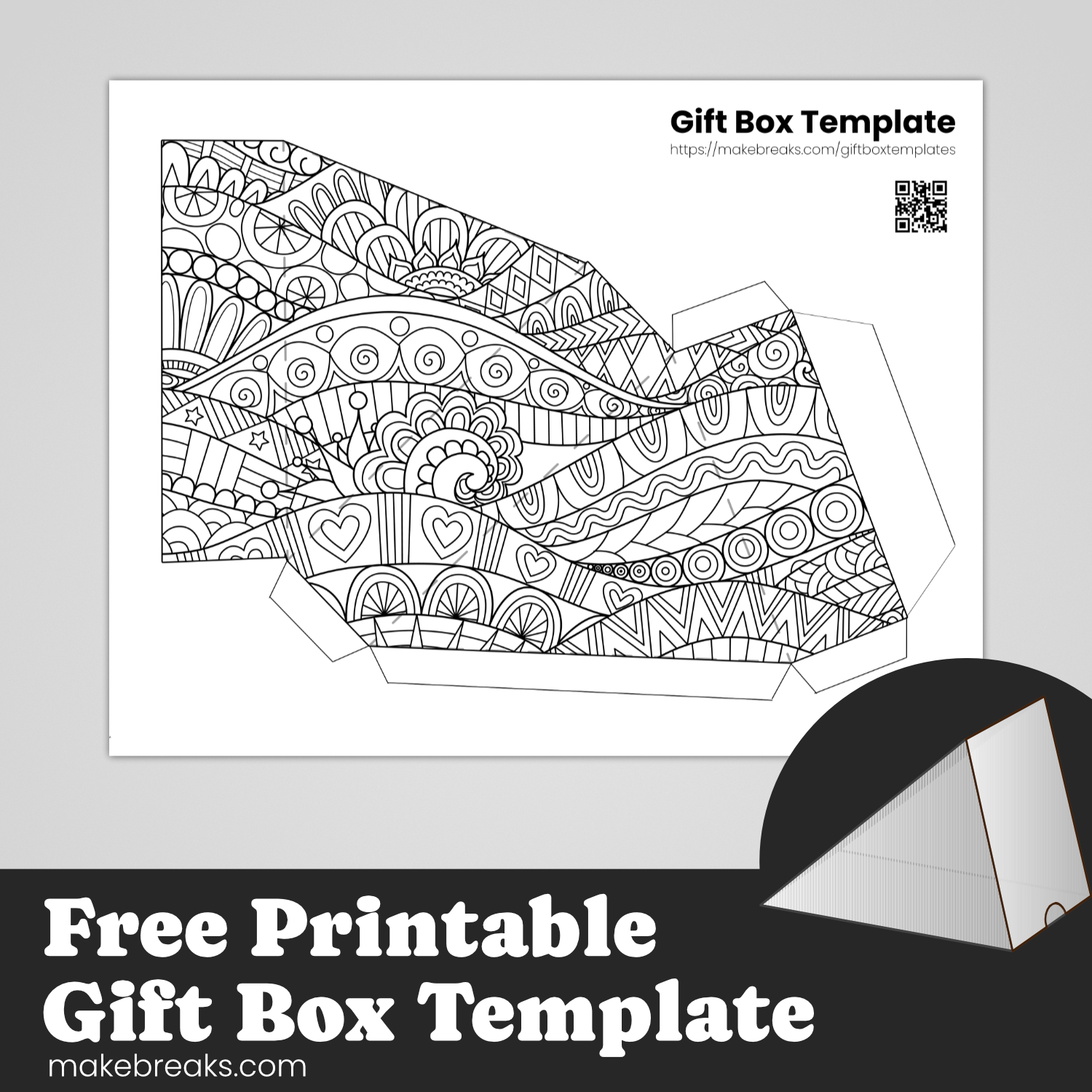 Free Printable Pie Gift Box To Color 2