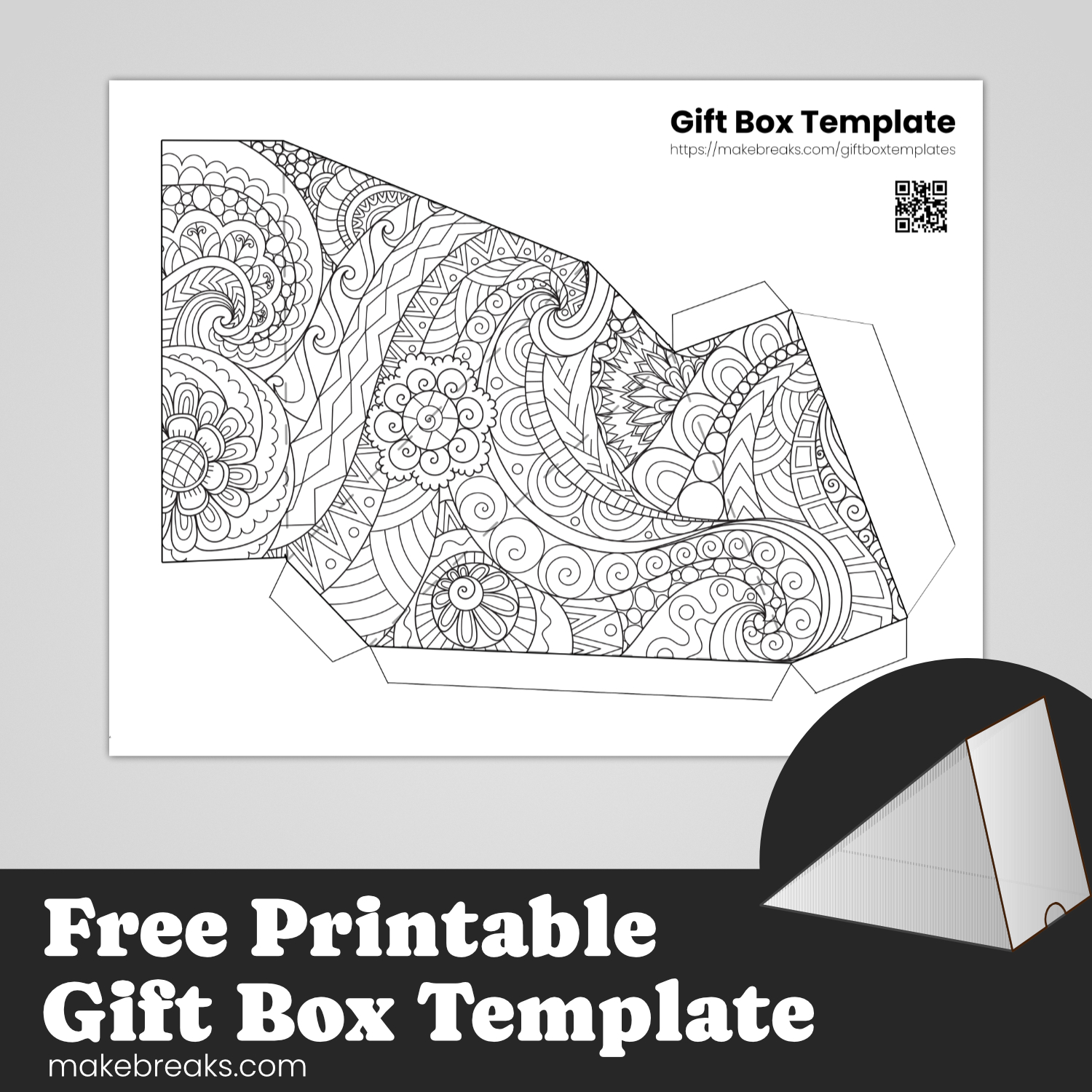 Free Printable Pie Gift Box To Color