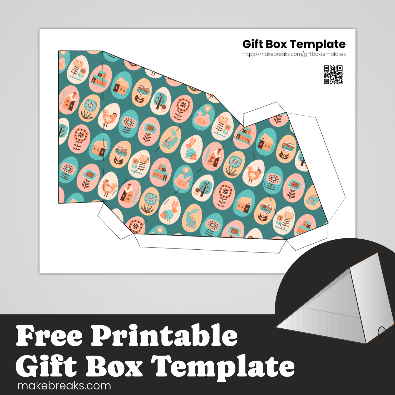 Free Printable Pie Gift Box – Folk Easter Egg
