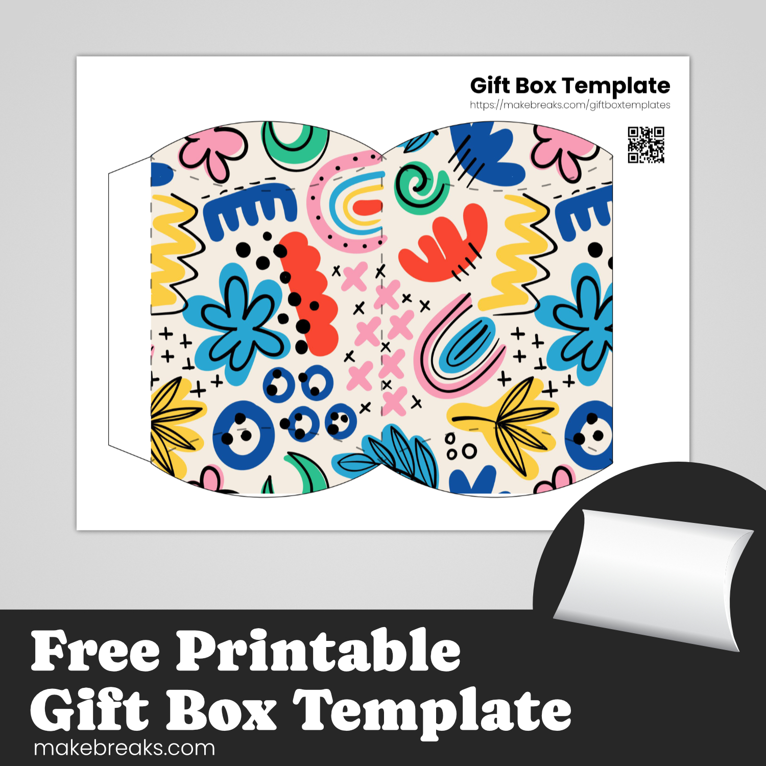 Abstract Pattern Pillow Box – Free Printable Gift Box Template