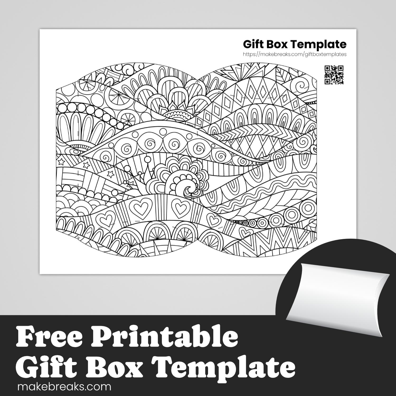Coloring Pillow Box – Free Printable Gift Box Template