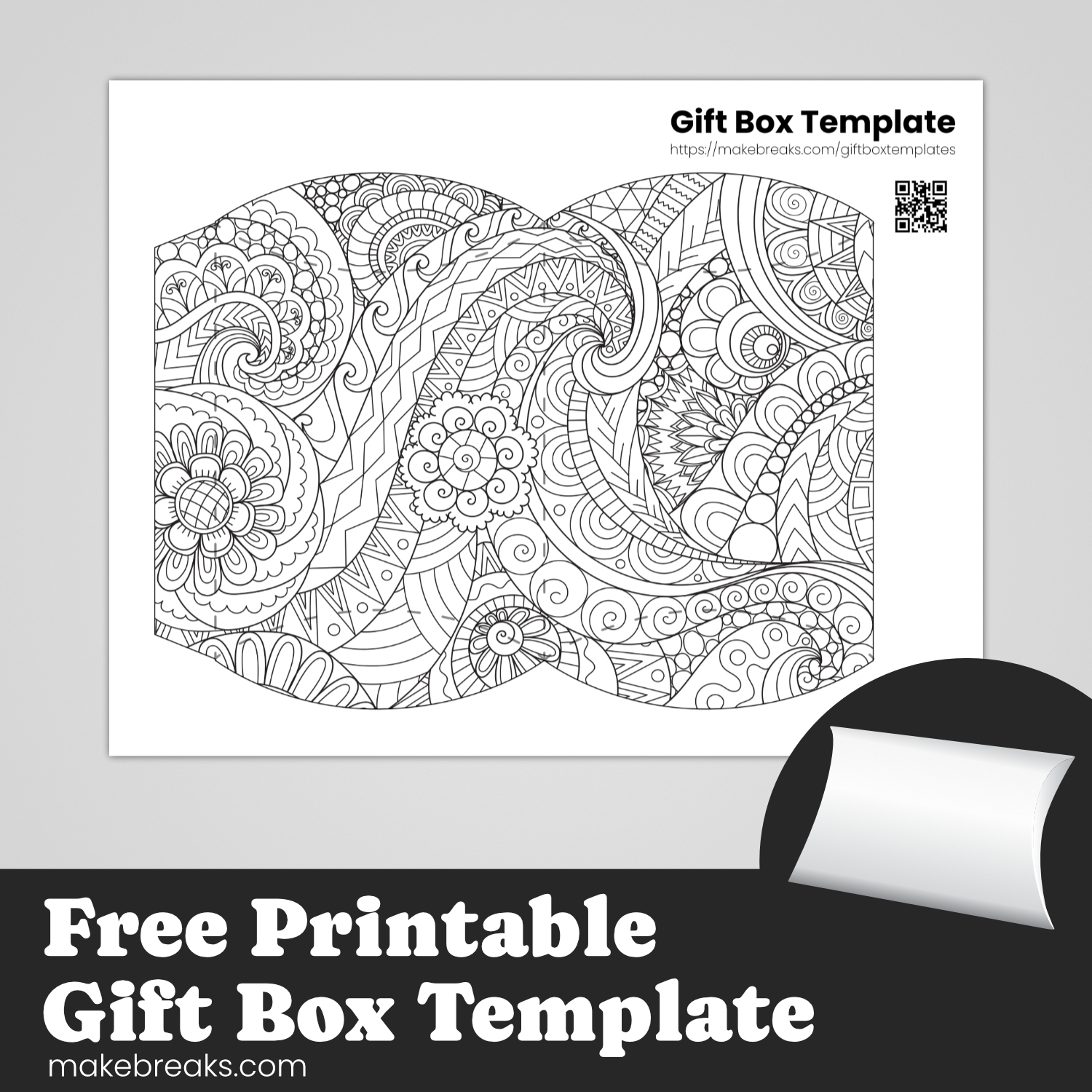Coloring Pillow Box 2 – Free Printable Gift Box Template