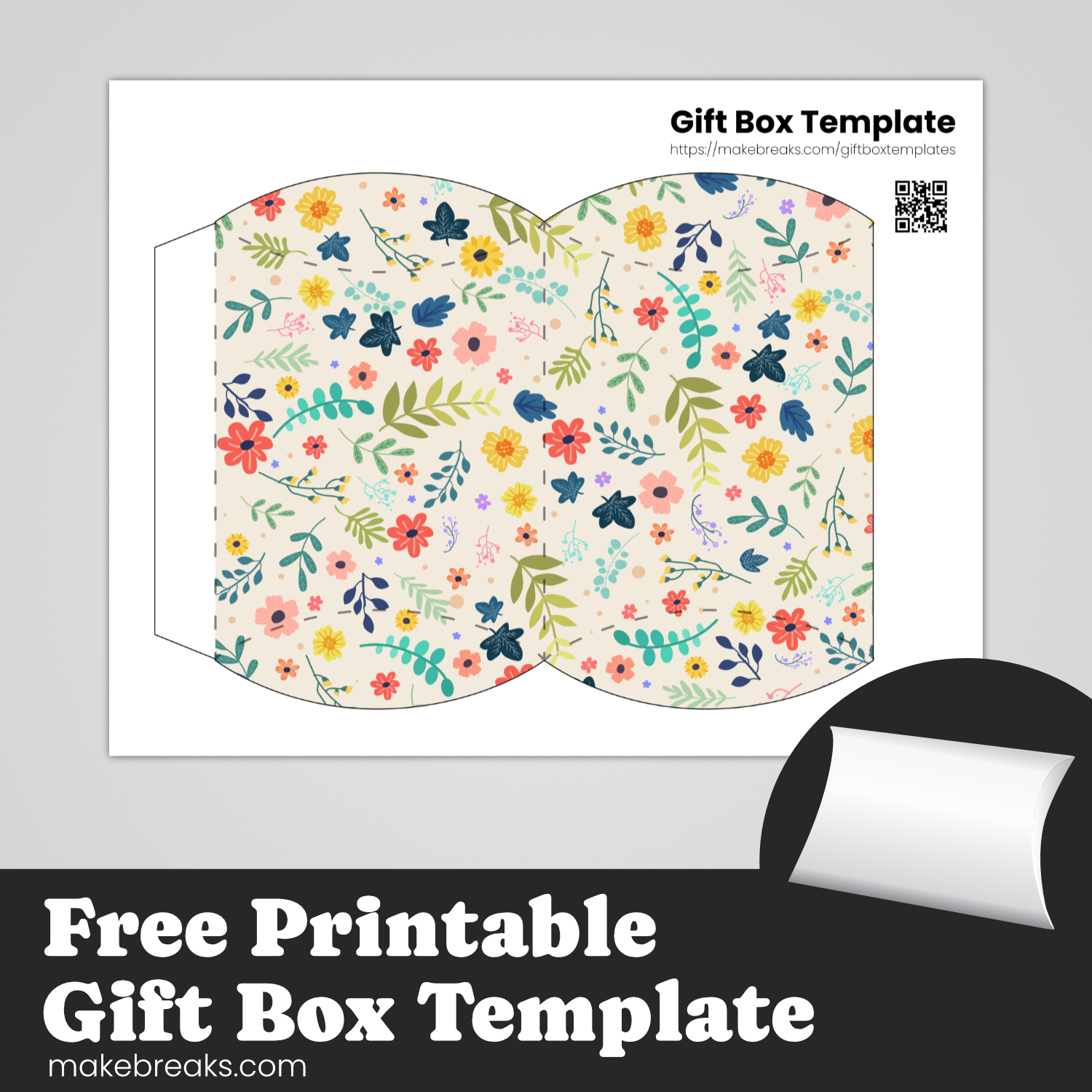 Floral Pillow Box – Free Printable Gift Box Template