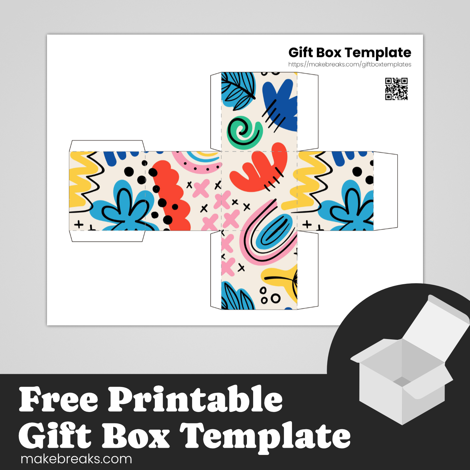 Free Printable Abstract Design Gift Box