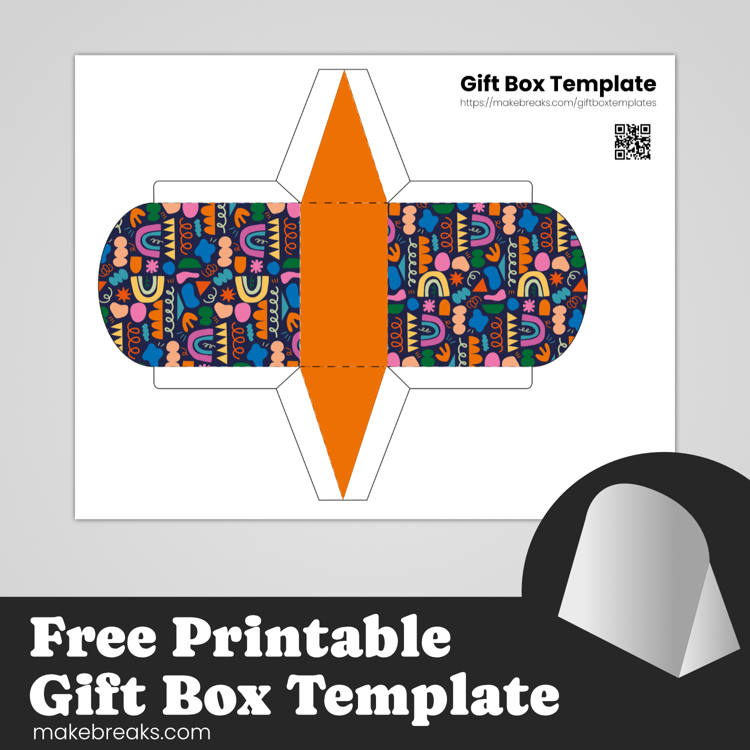 Free Printable Folded Gift Box Abstract Design 2