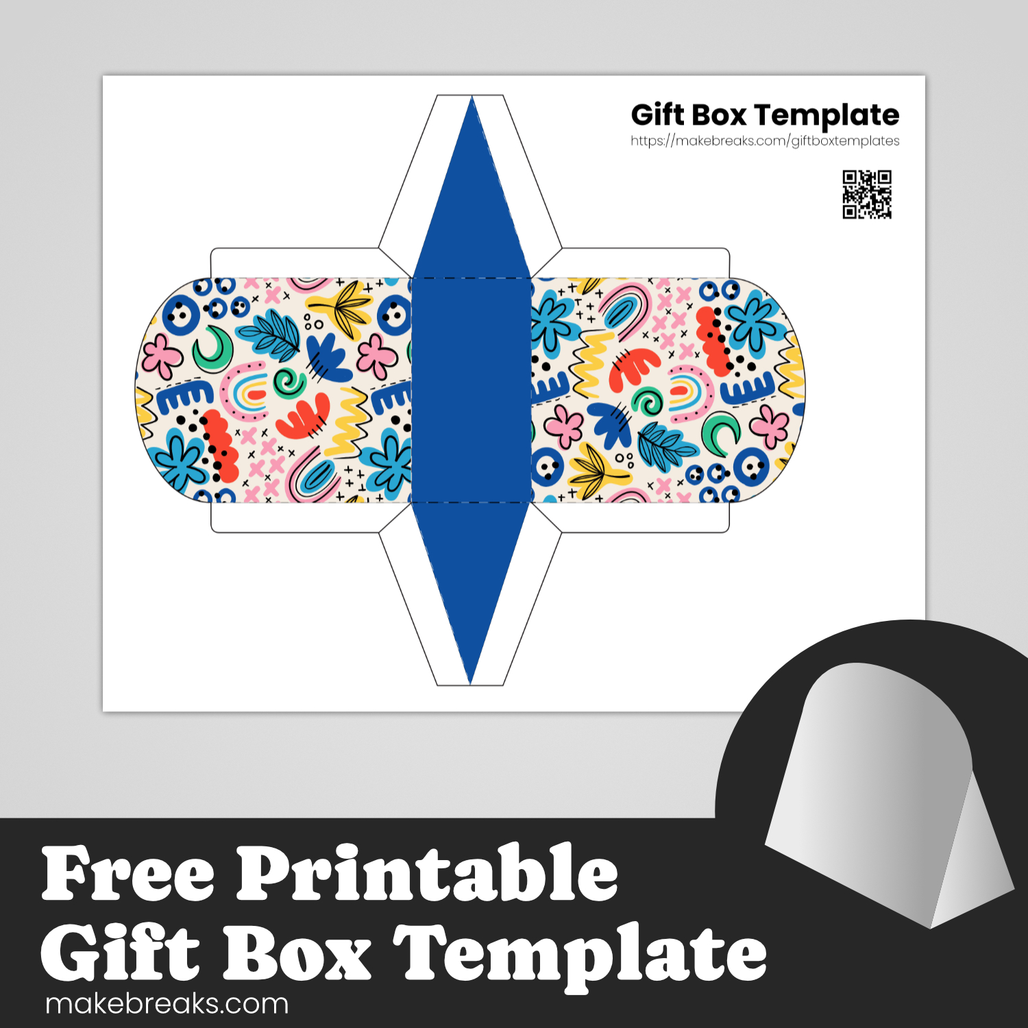 Free Printable Folded Gift Box Abstract Design