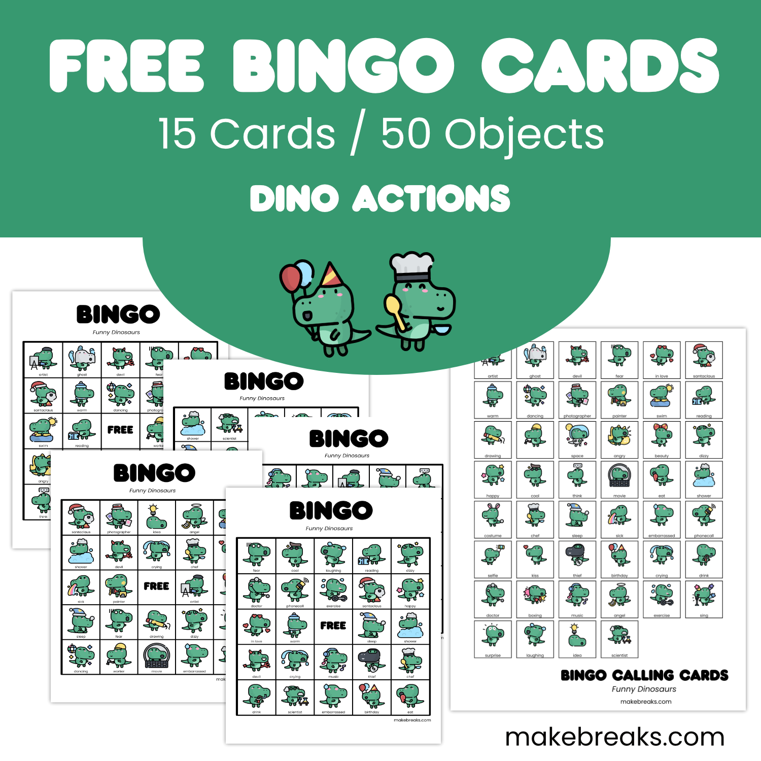 Free Printable Dinosaur Actions Bingo Cards