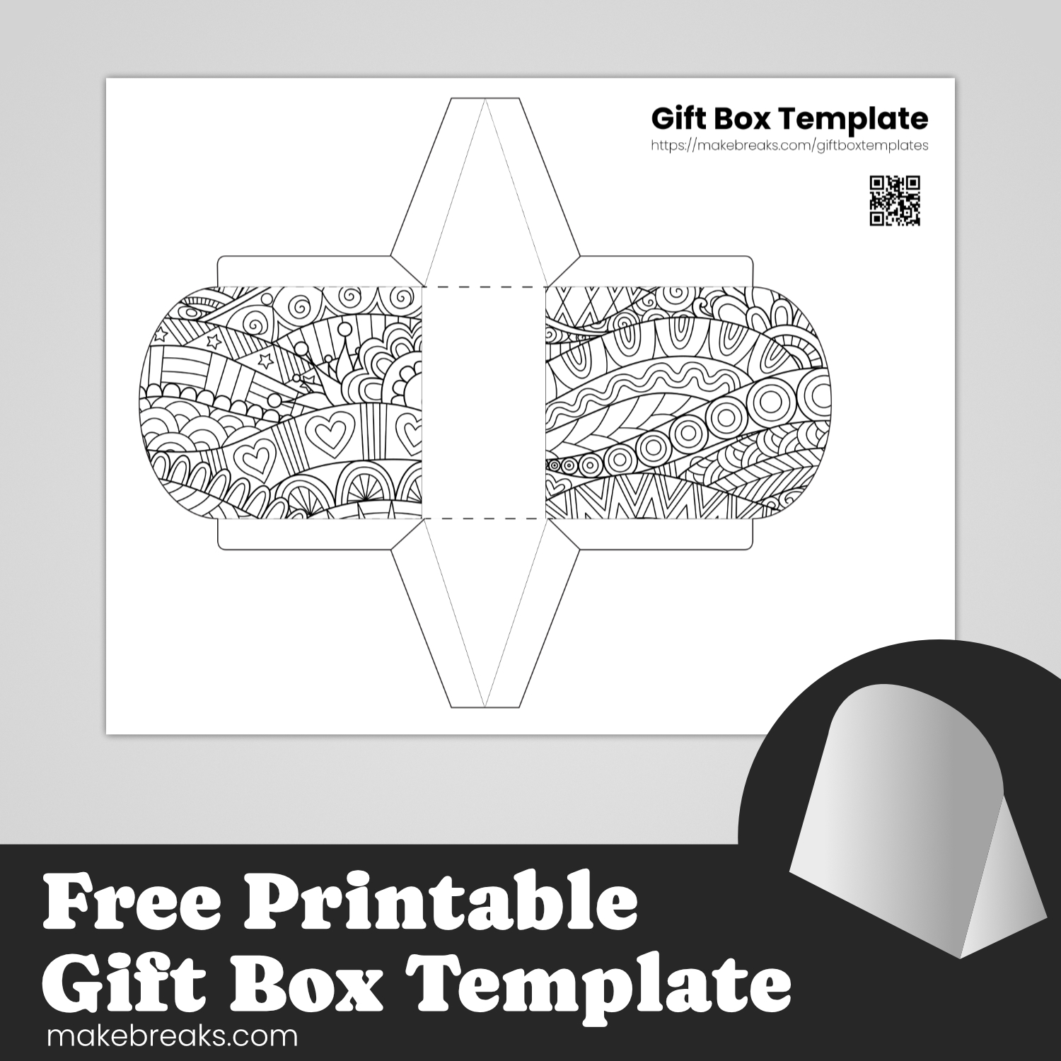 Free Printable Folded Gift Box To Color 2