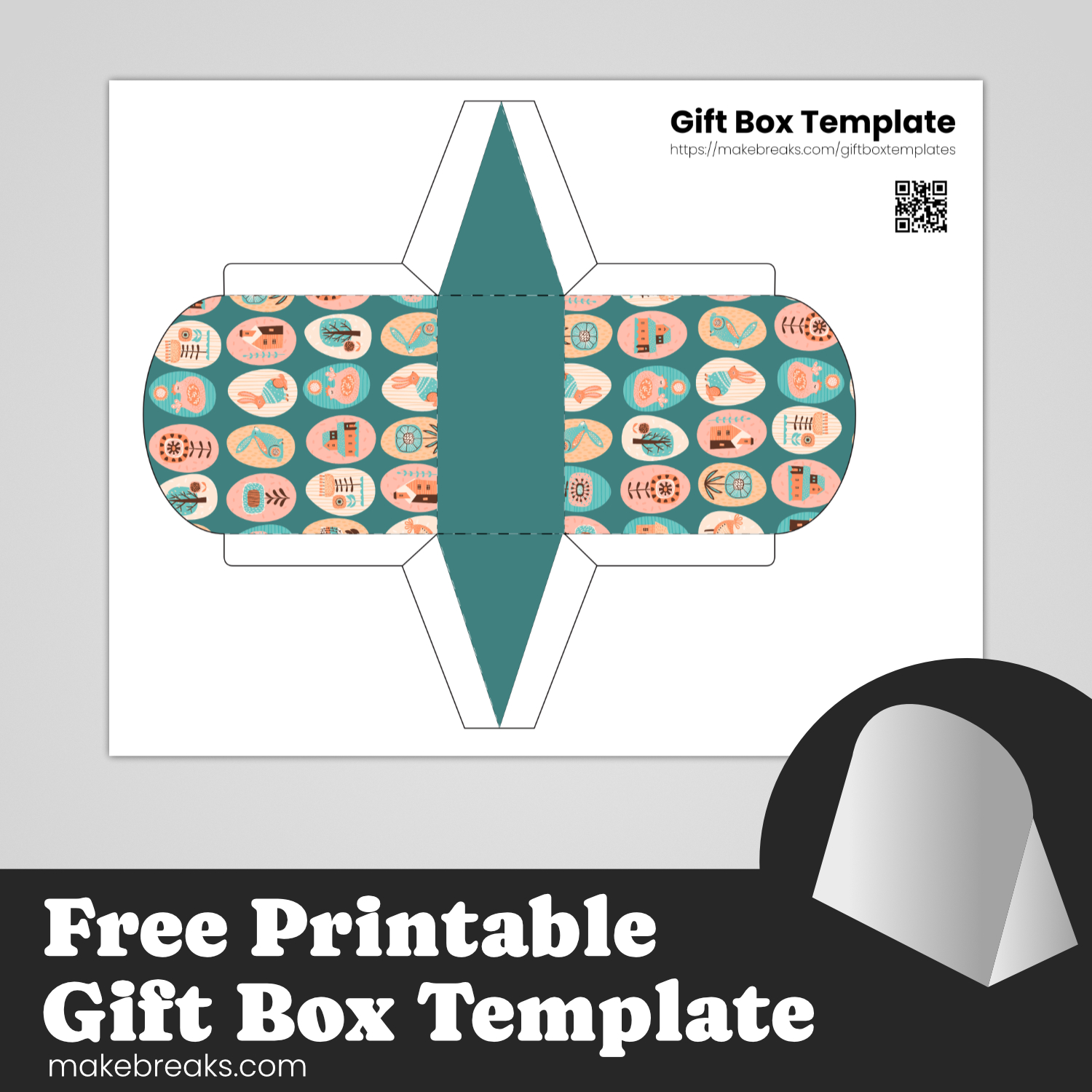 Free Printable Folded Gift Box Folk Egg Design