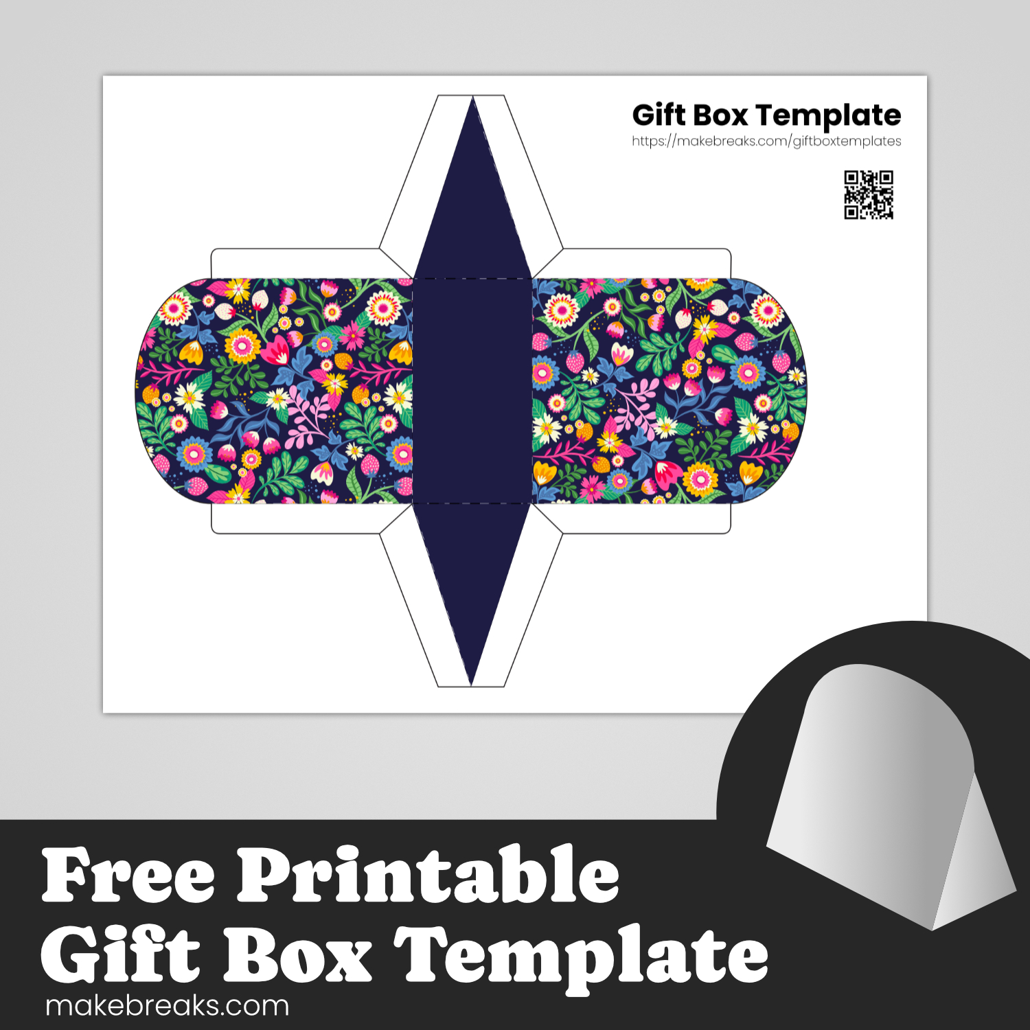 Floral Free Printable Folded Gift Box