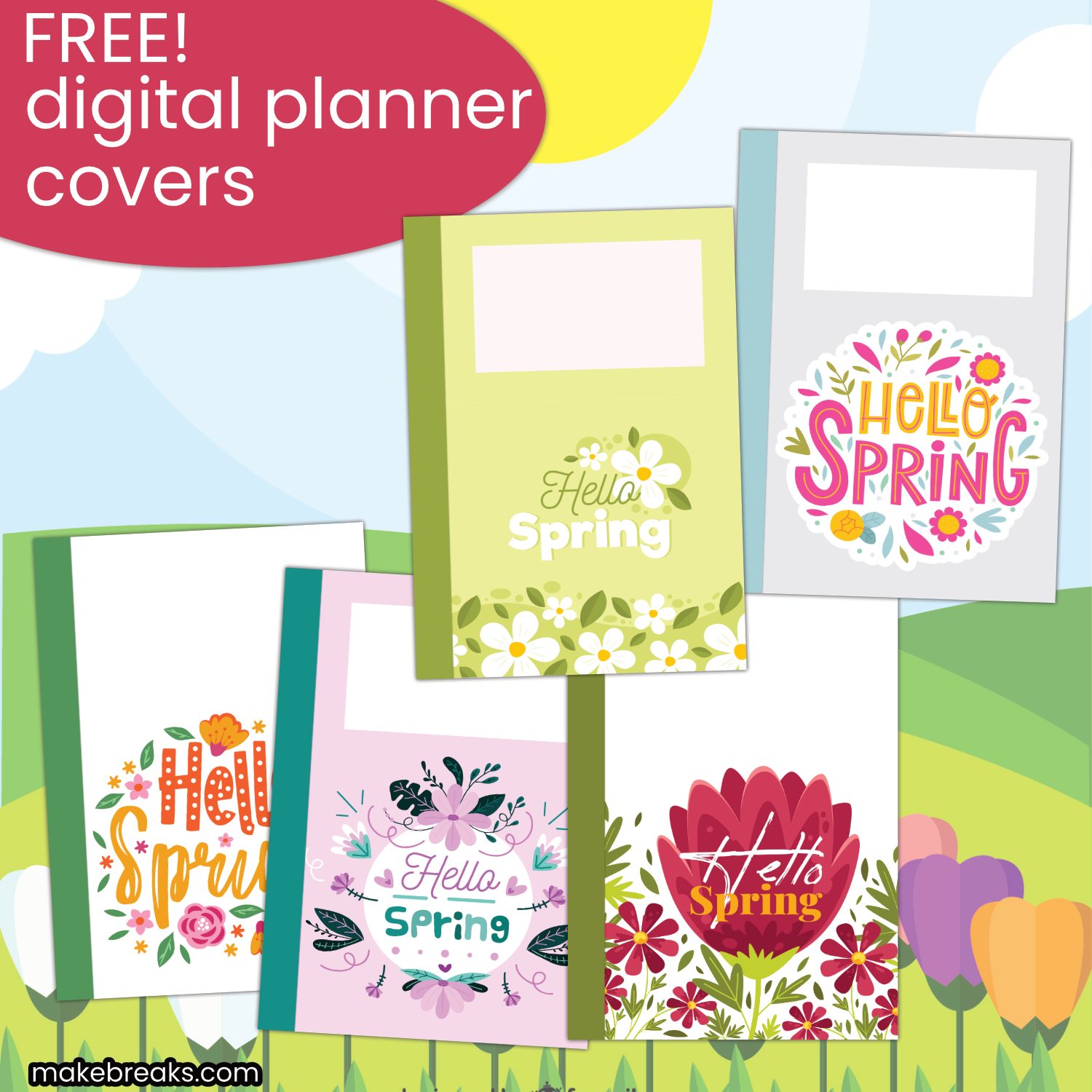 Free ‘Hello Spring’ Digital Planner Covers