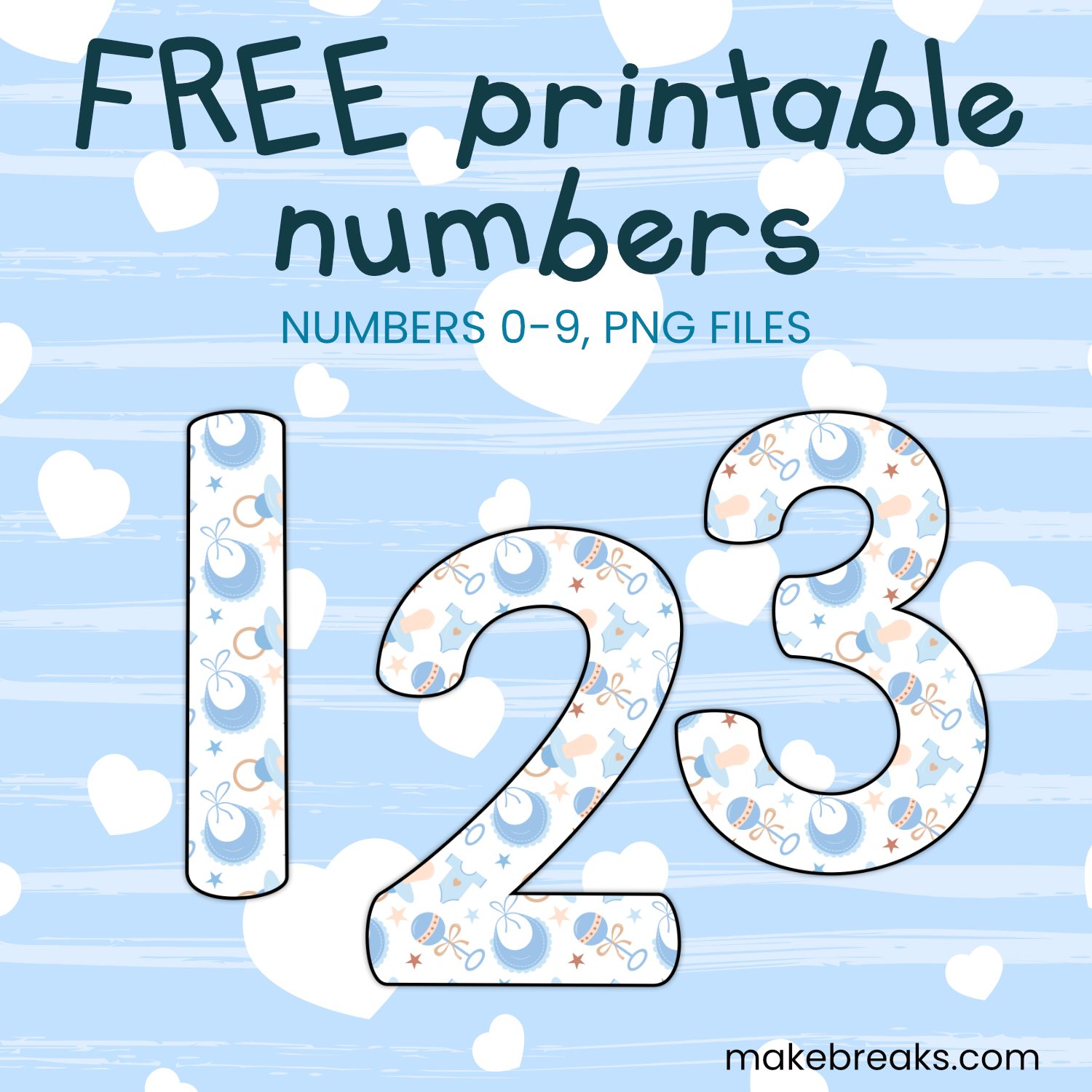 Free Baby Boy Themed Printable Numbers