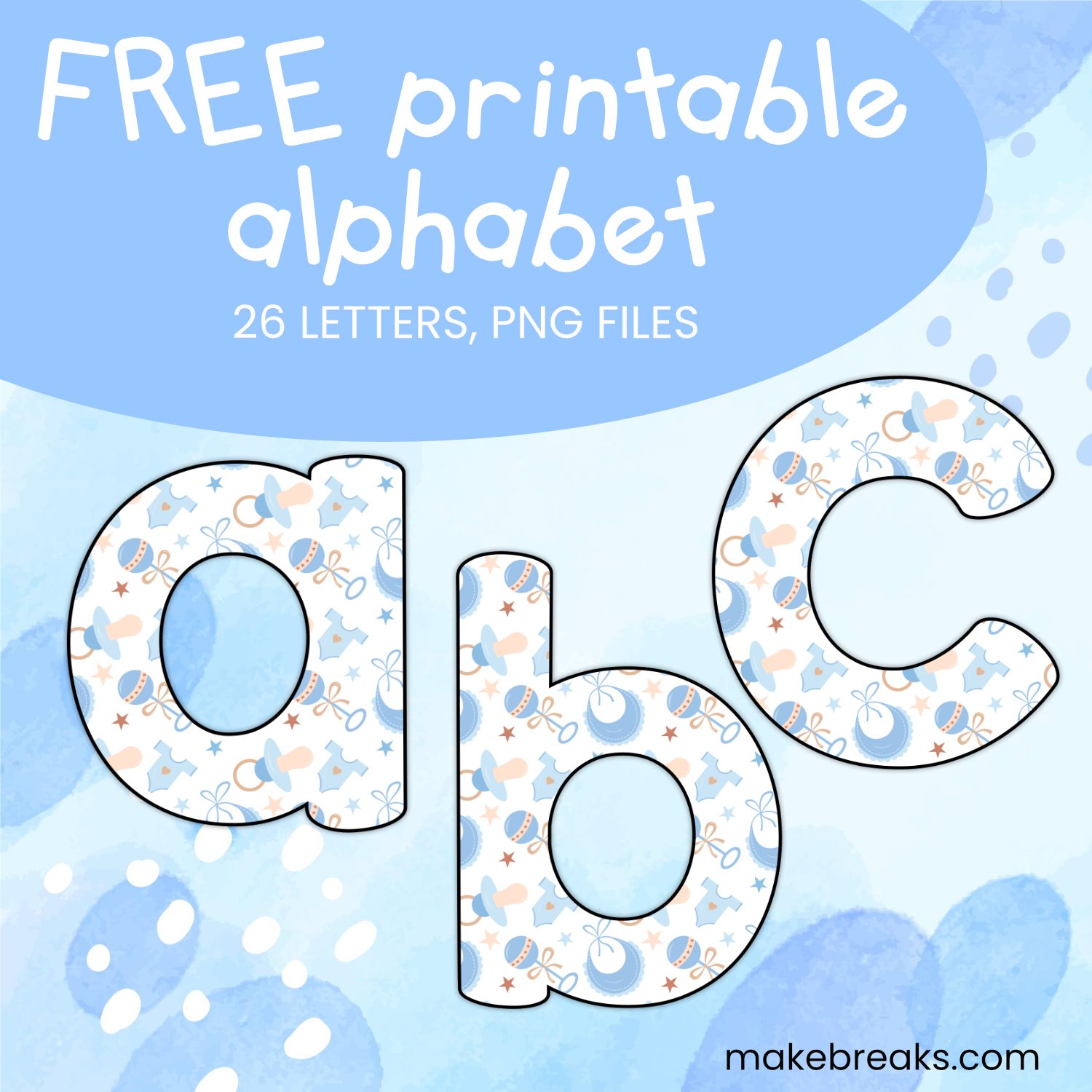 Free Baby Boy Themed Printable Lower Case Alphabet
