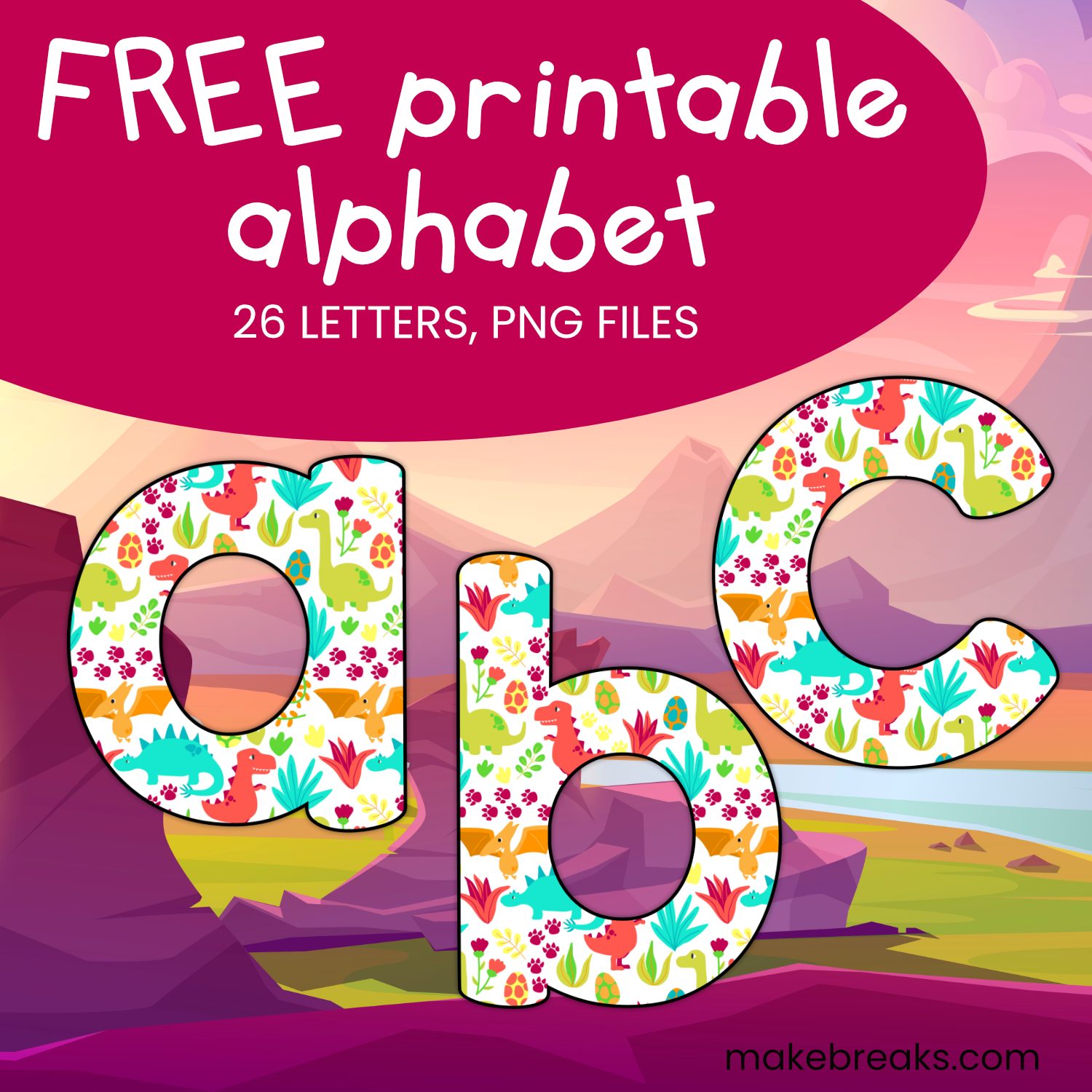 Free Cute Dinosaur Themed Printable Lower Case Letters