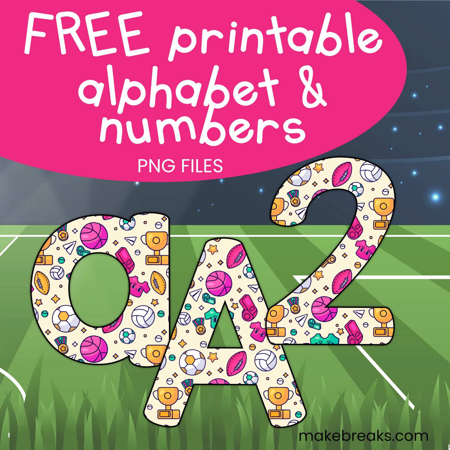 Free Printable Football and Sport Themed Letters and Numbers
