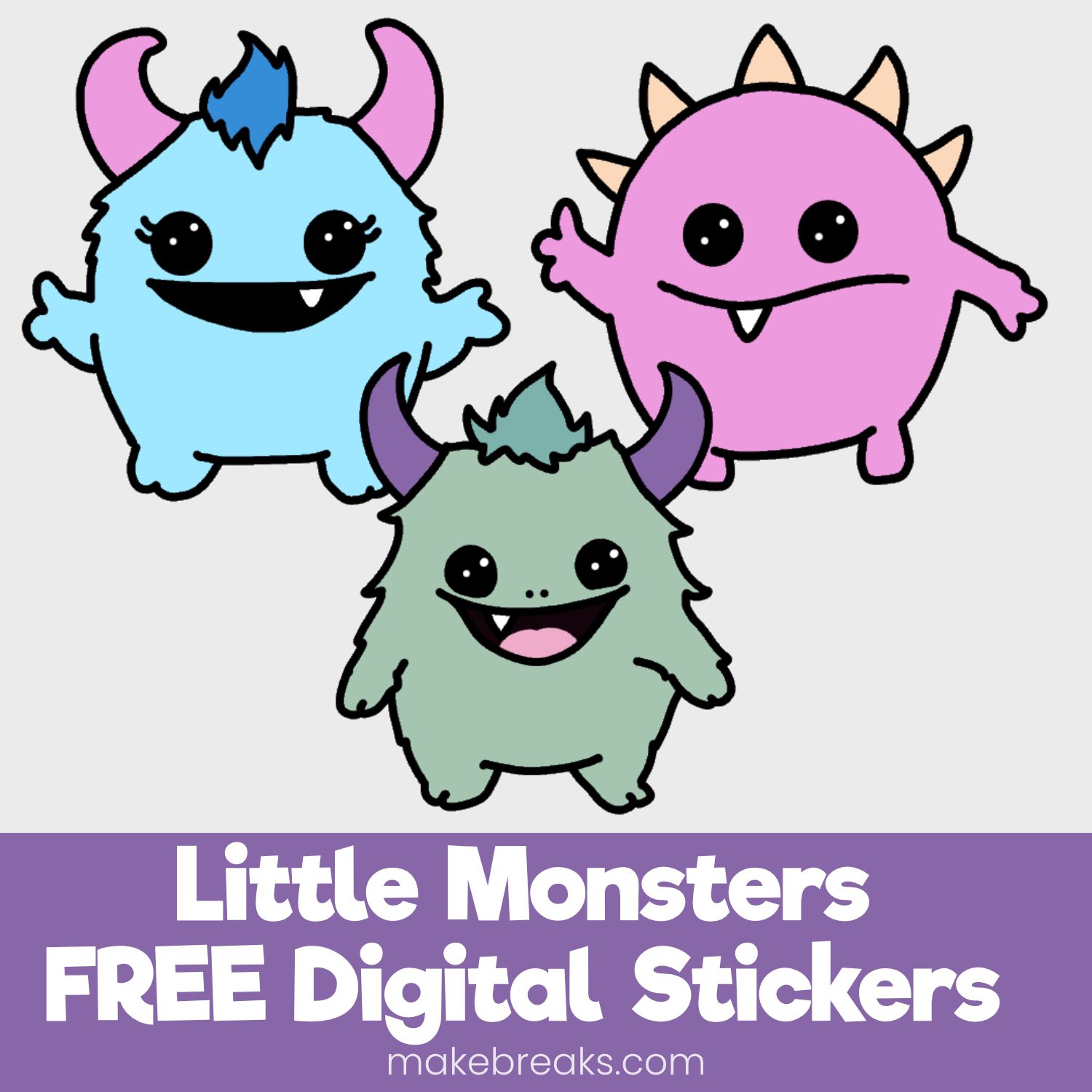 Hand Drawn Little Monsters Free Digital Planner Stickers