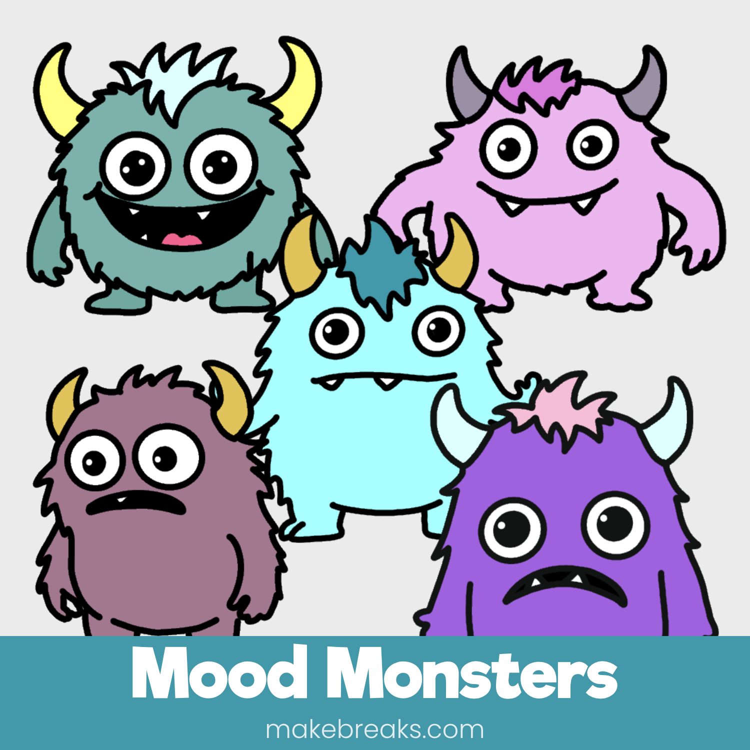 Hand Drawn Mood Monsters Free Digital Planner Stickers