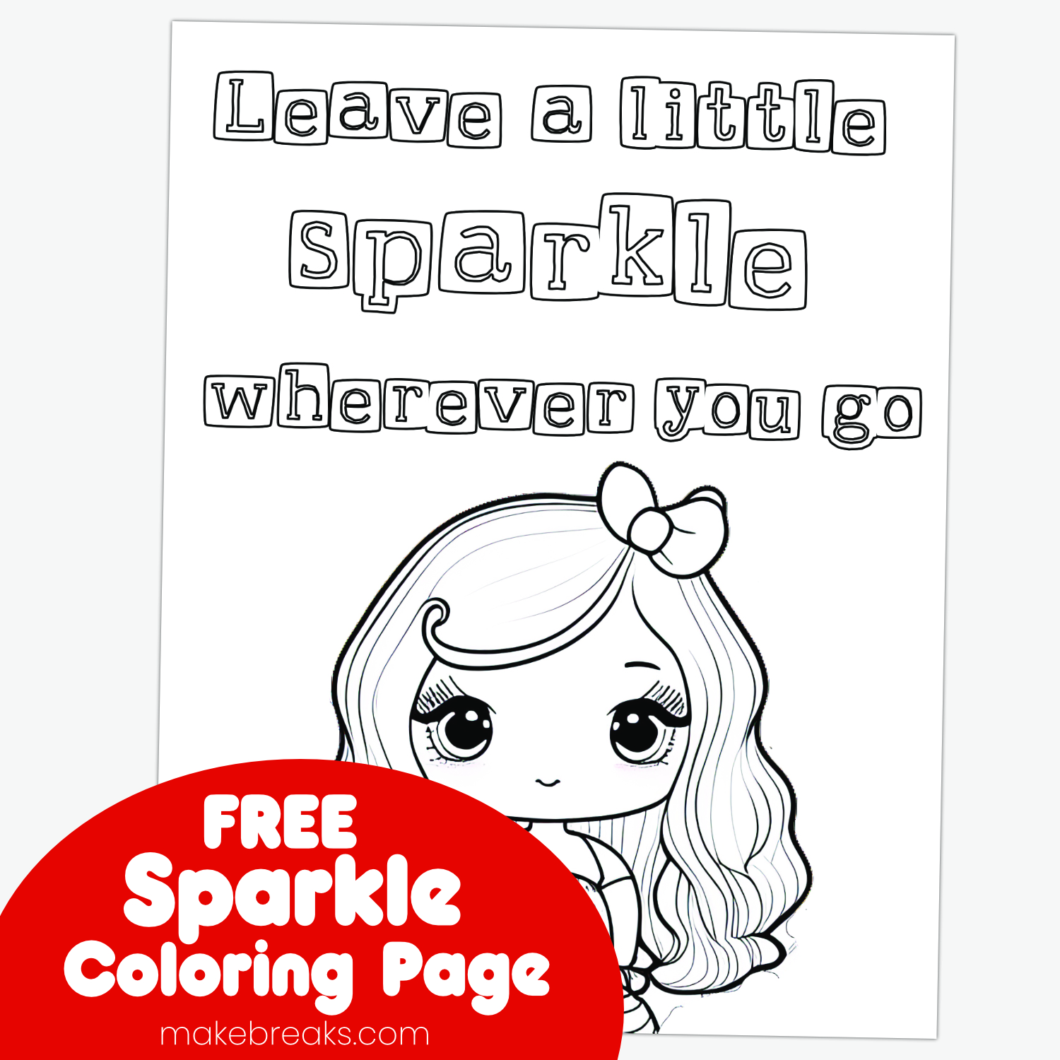 Sparkle Girl Coloring Poster