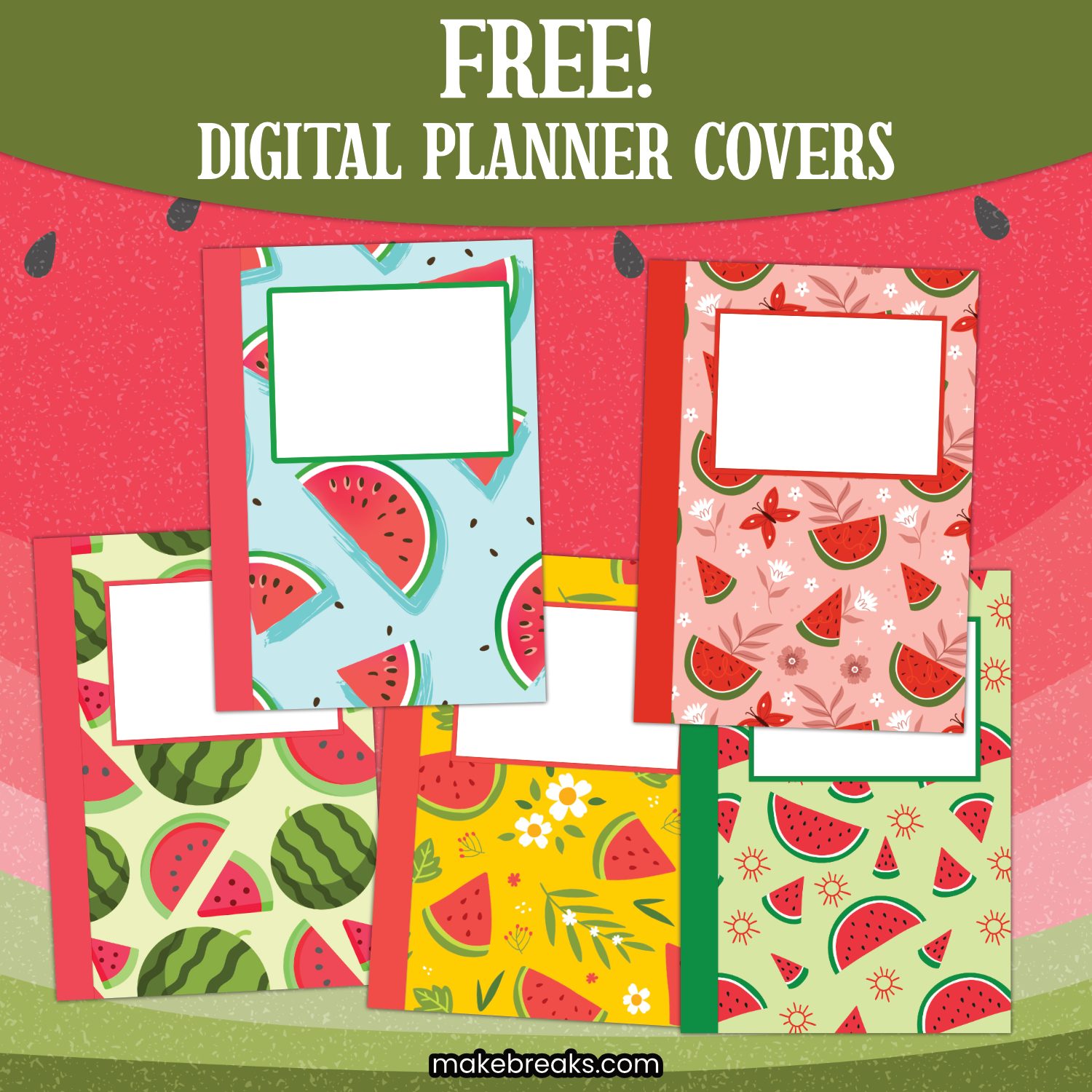 Free Watermelon Digital Planner Covers