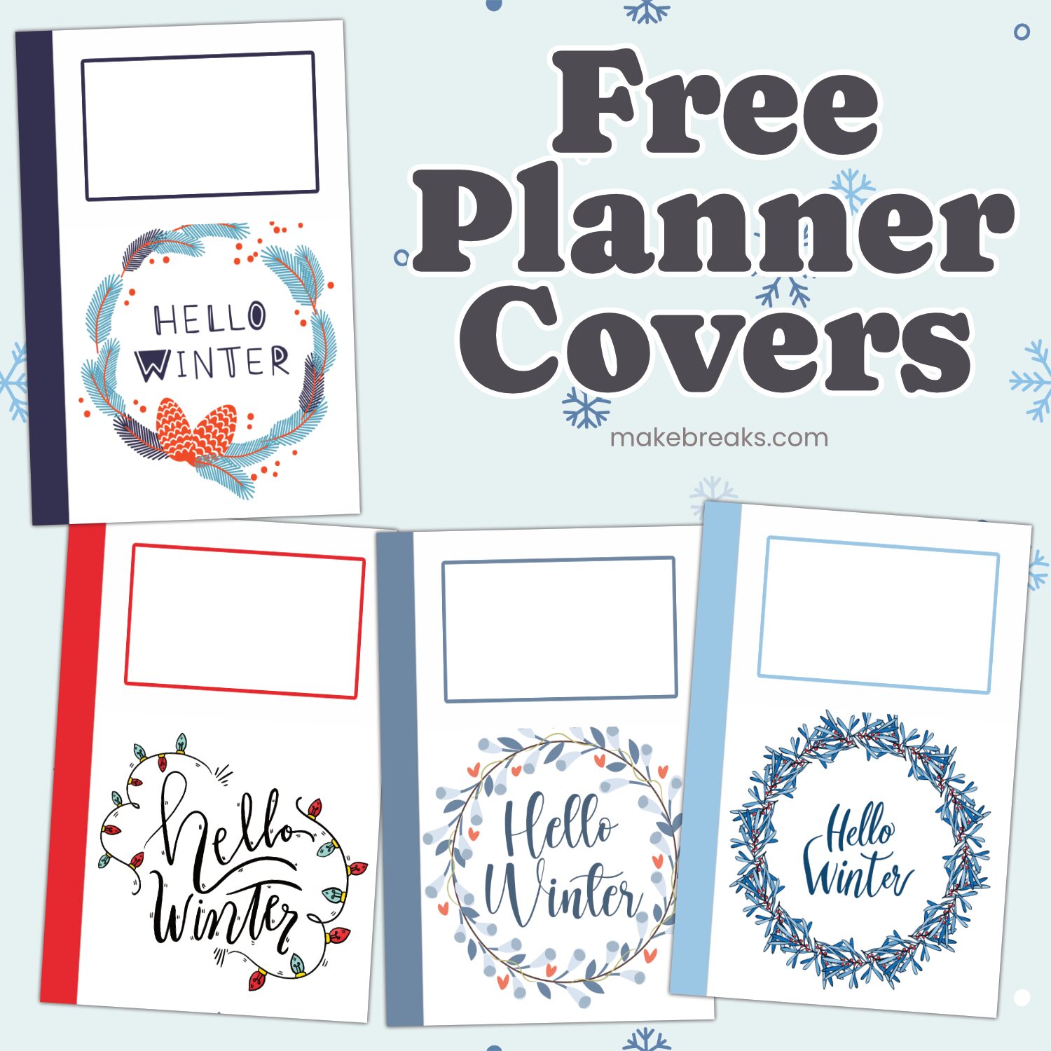 Hello Winter Free Digital Planner Covers