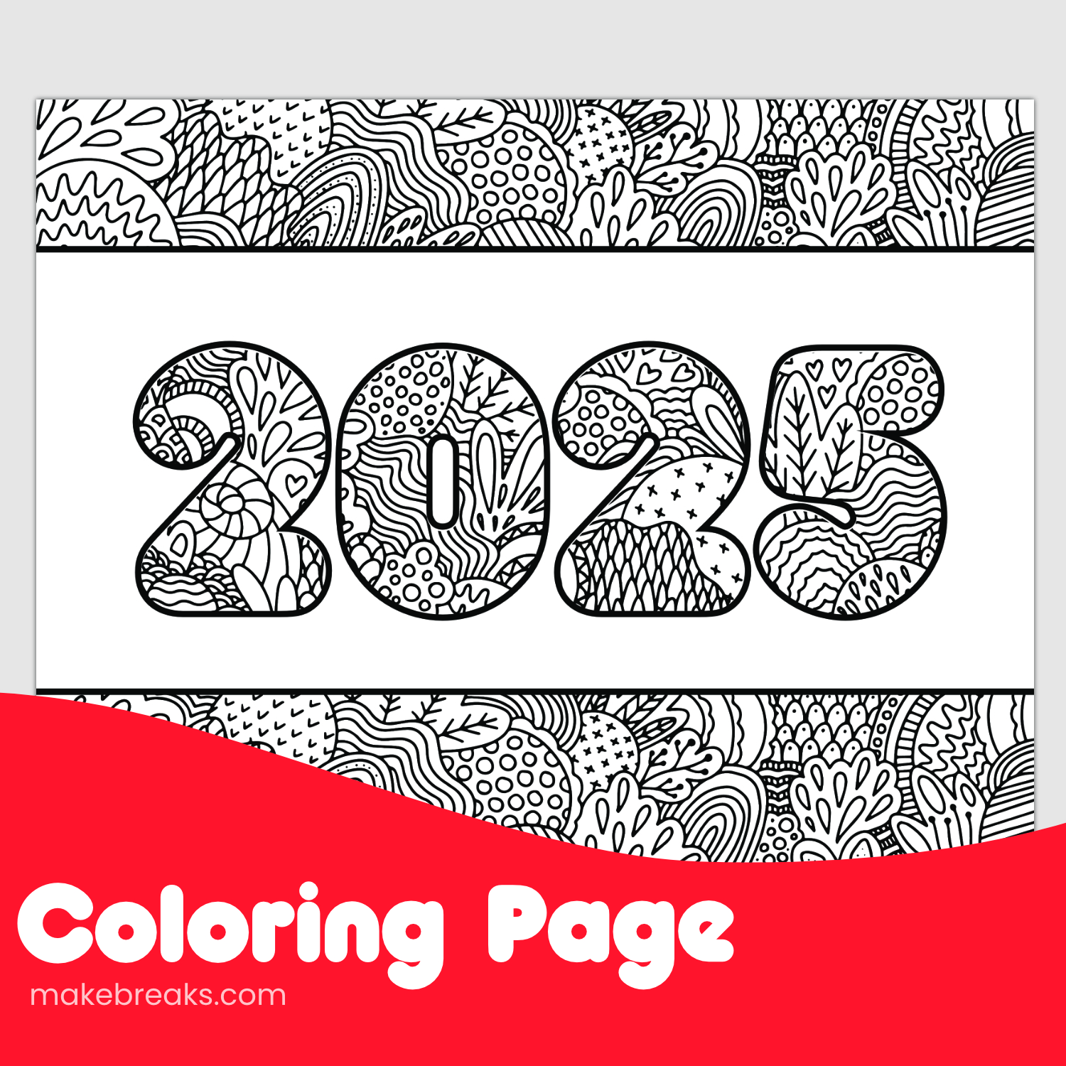 Free Printable 2025 Coloring Page